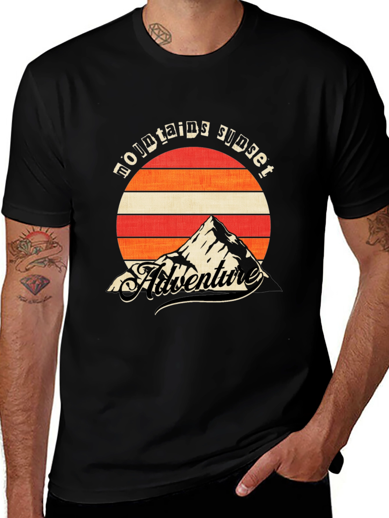 Variant 29 of Mountains Sunset Adventure Black T-Shirt