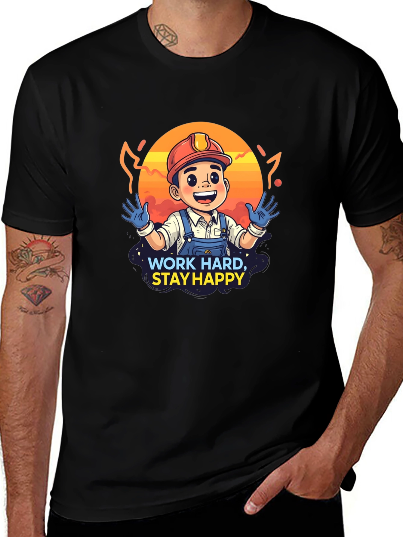 Variant 18 of Work Hard Stay Happy Graphic T-Shirt