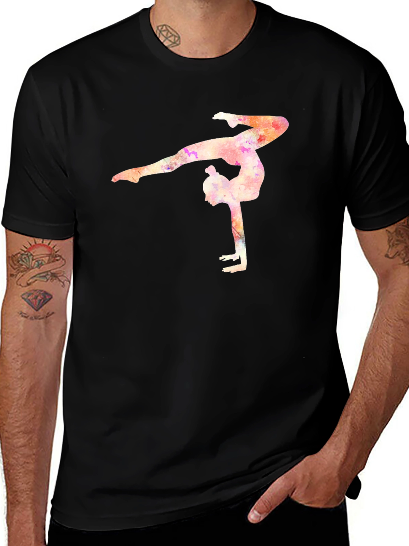 Black Gymnast Watercolor T-Shirt - Black main image