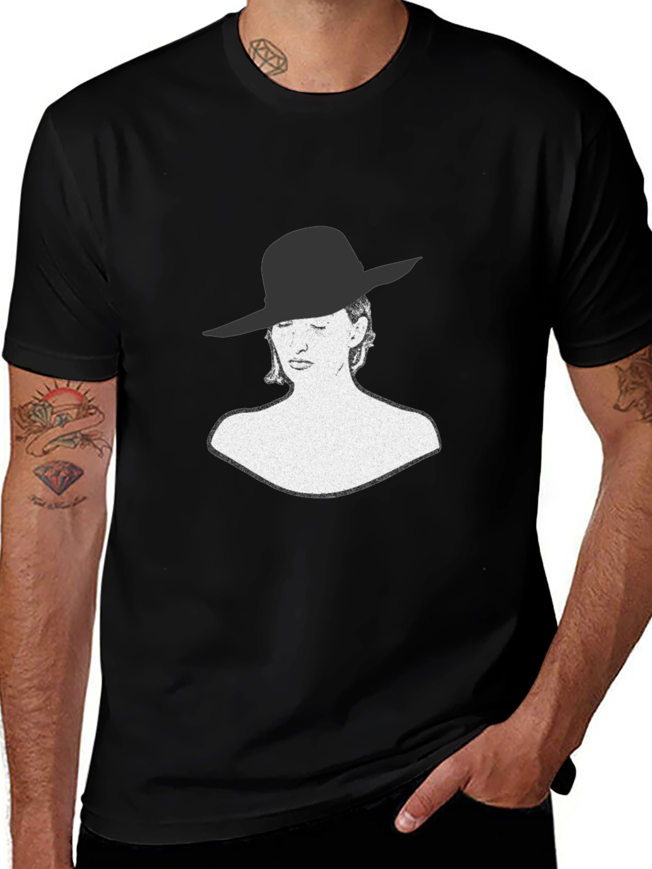 Variant 25 of Elegant Lady Hat Graphic T-Shirt - Black