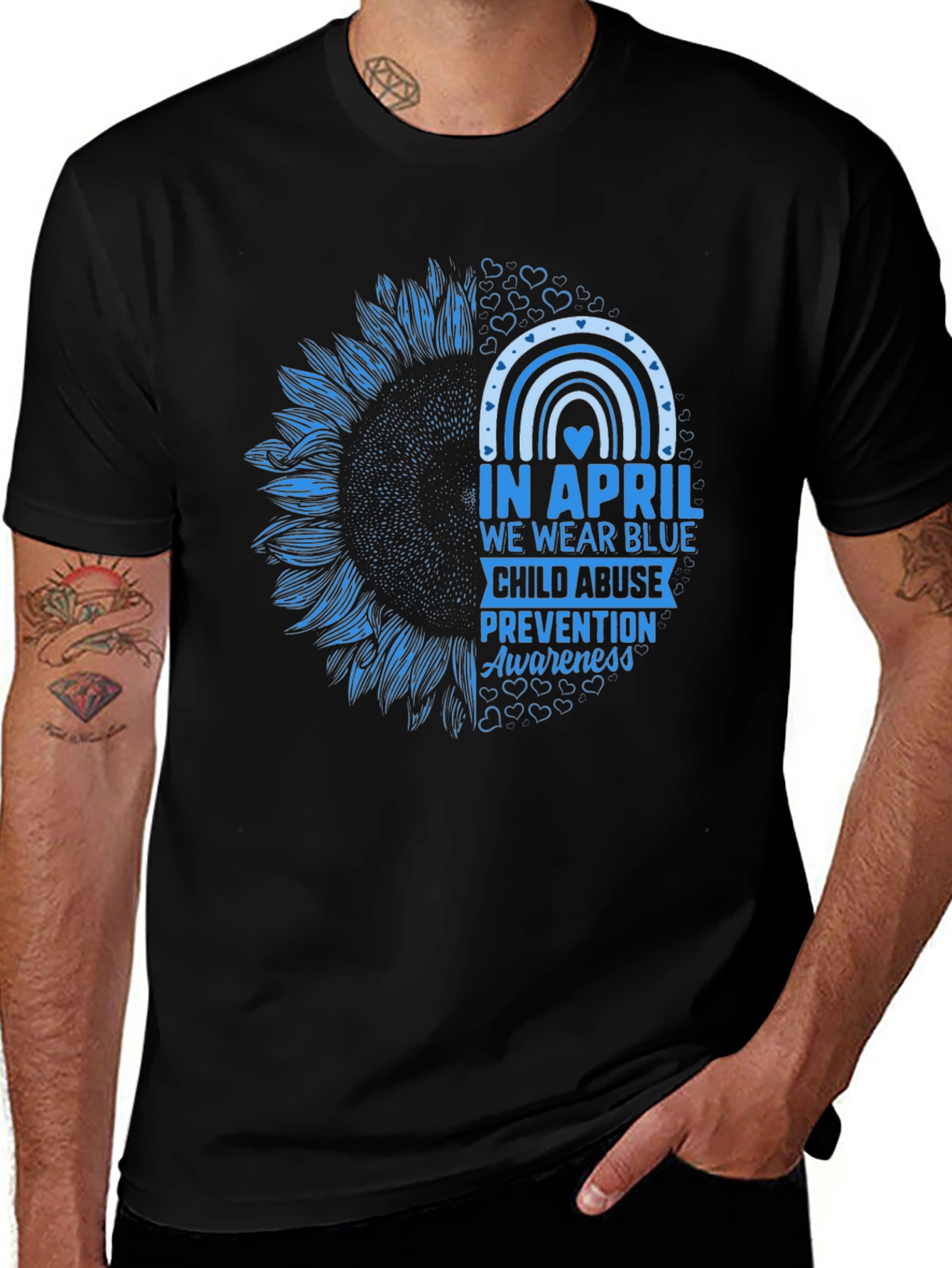 April Wear Blue Child Abuse Awareness Sunflower T-Shirt