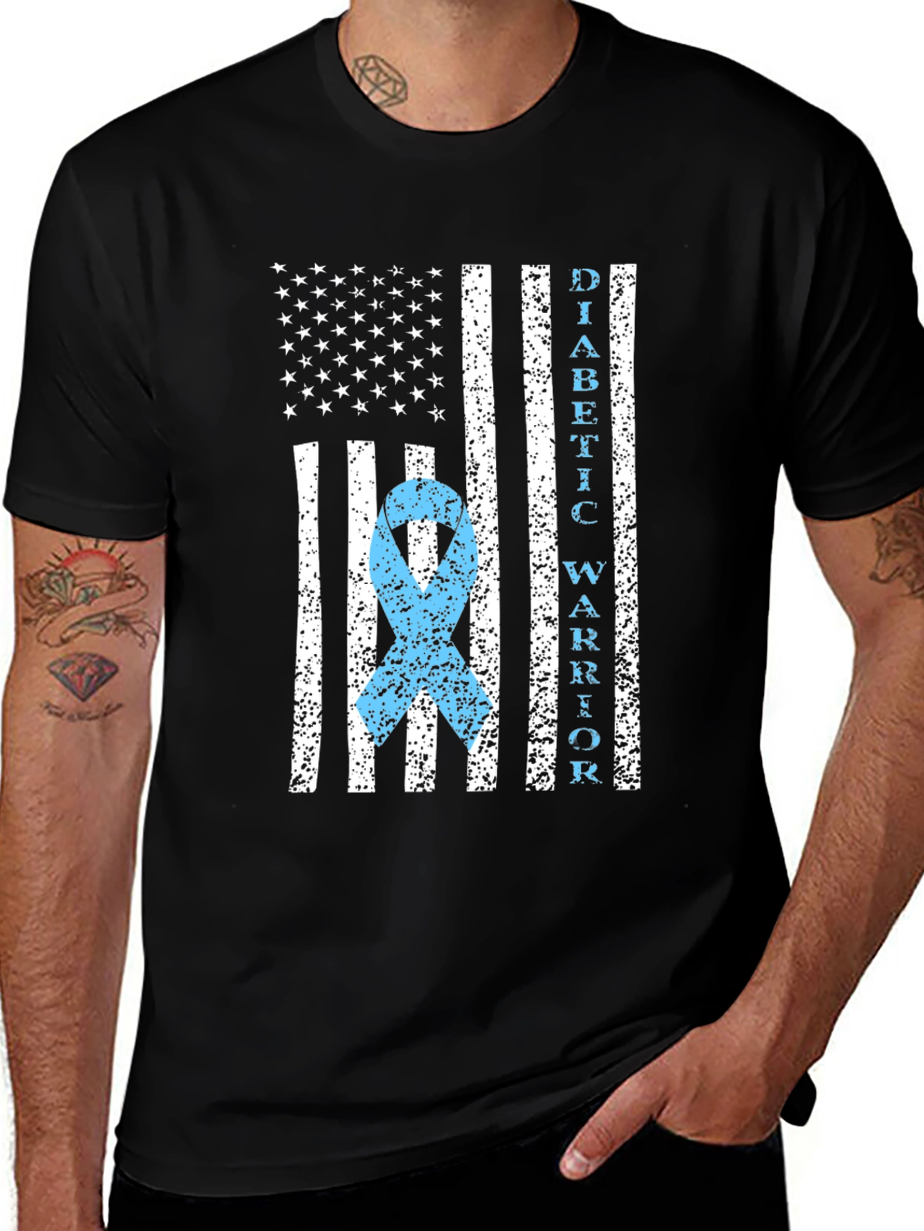 Variant 26 of Diabetic Warrior US Flag T-Shirt