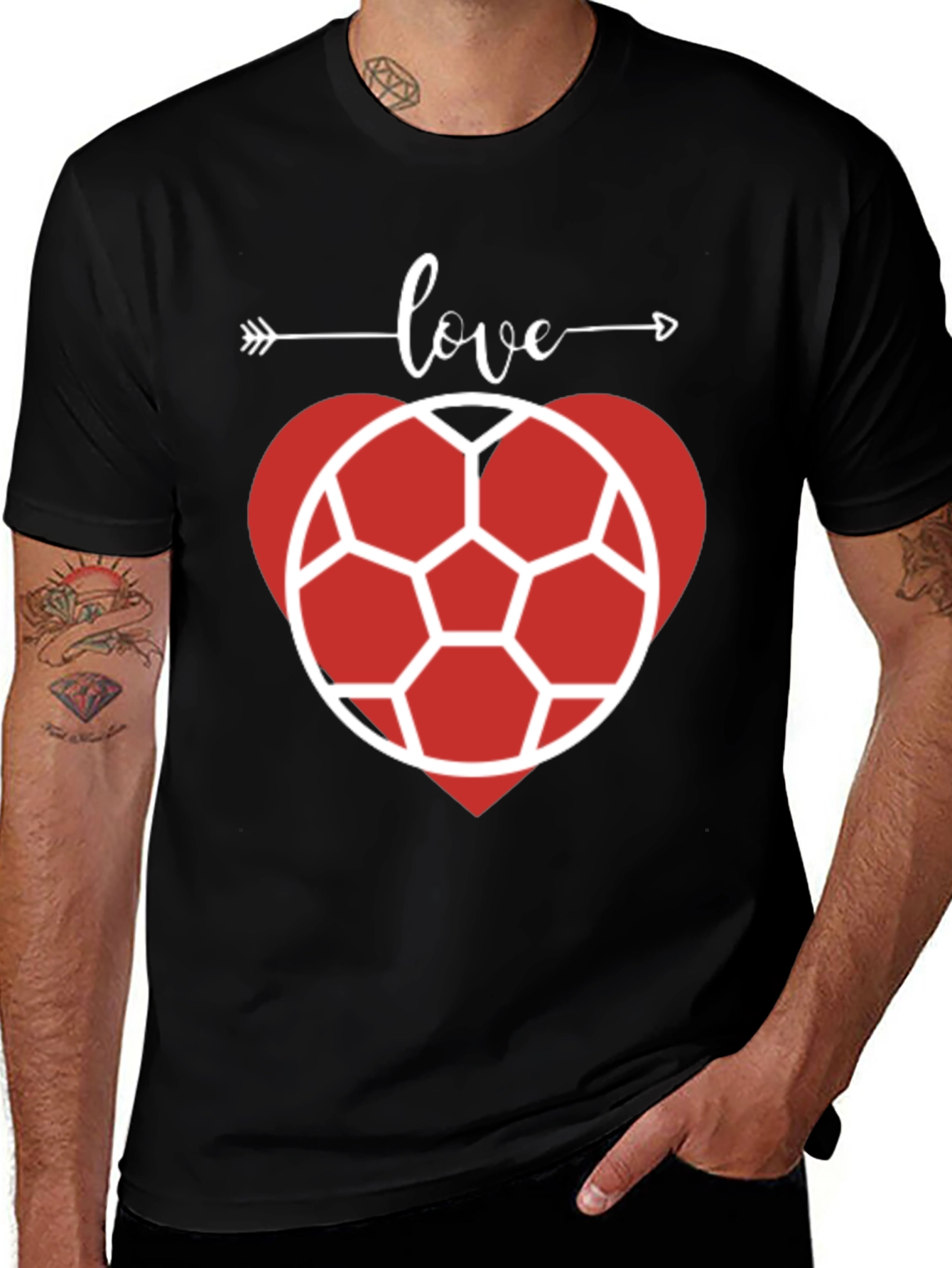 Variant 21 of Love Soccer Heart T-Shirt - Black