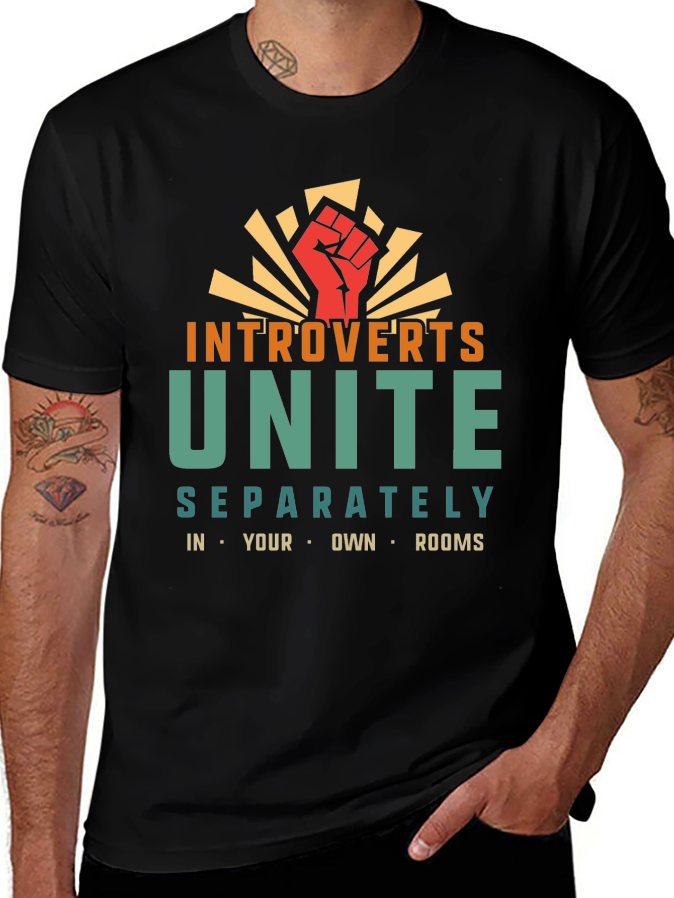 Variant 27 of Introverts Unite T-Shirt - Separate Rooms Graphic Tee