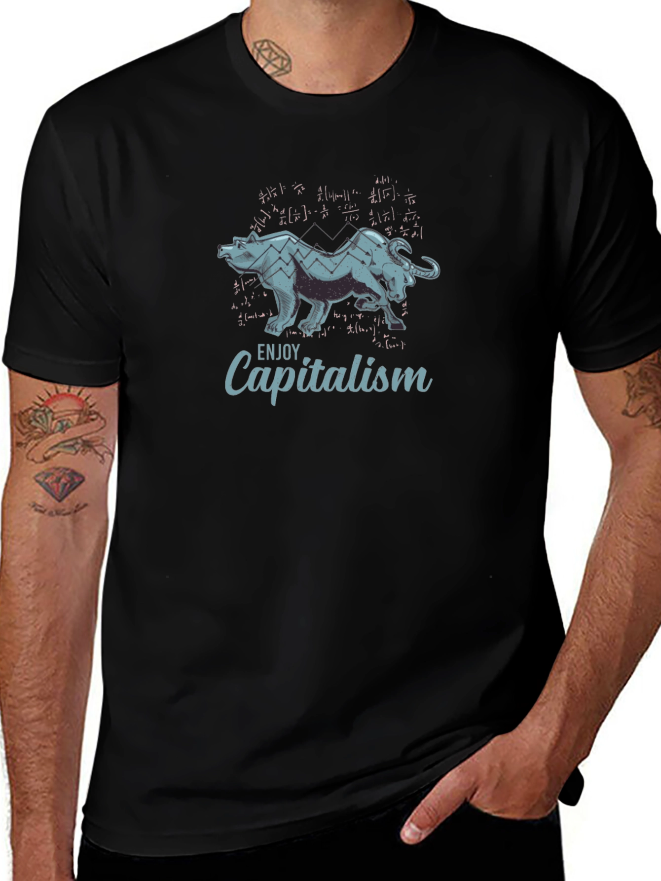 Variant 18 of Enjoy Capitalism Graphic Tee - Bull & Bear Market T-Shirt