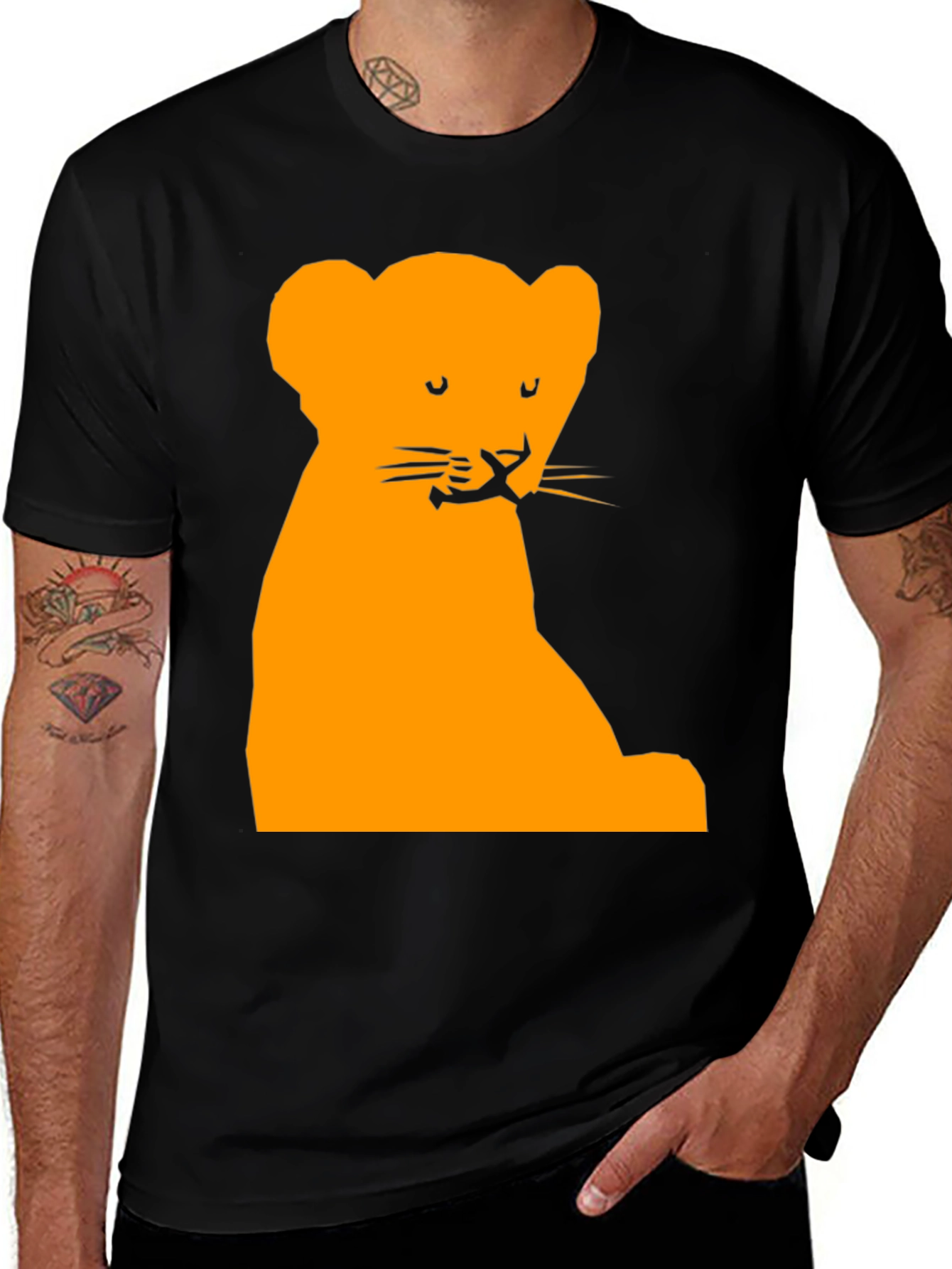 Variant 9 of Lion Cub Graphic Tee - Soft Black Cotton