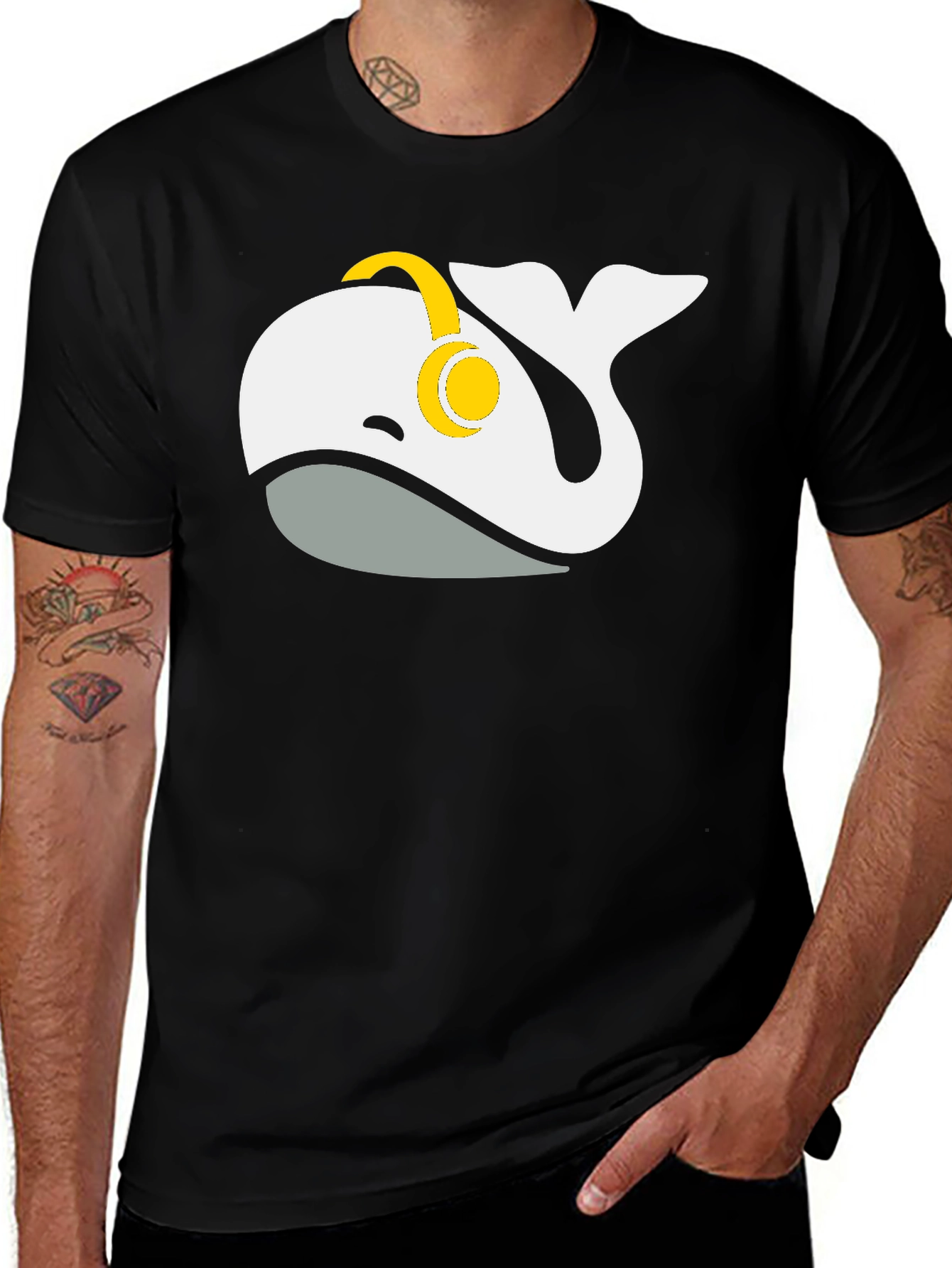 Variant 26 of Whale Music Lover T-Shirt - Black, Cotton Blend