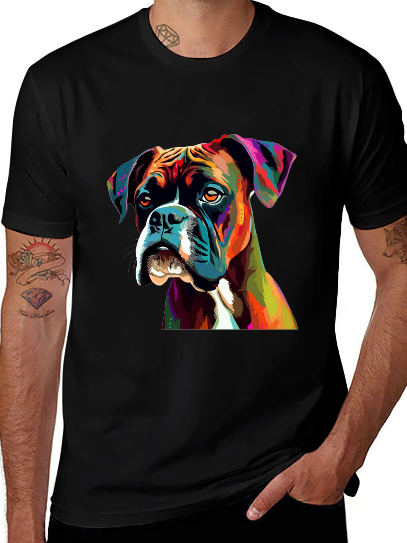 Variant 30 of Boxer Dog Colorful Graphic Print T-Shirt
