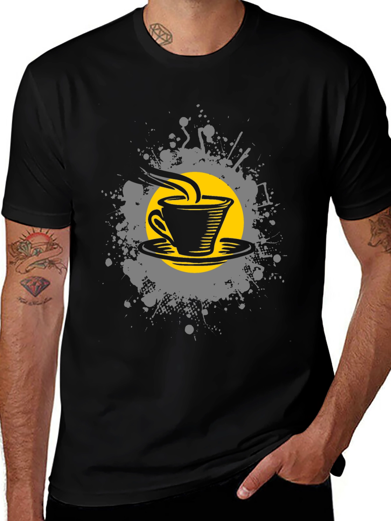Variant 14 of Coffee Cup Graphic Tee - Men's Black T-Shirt