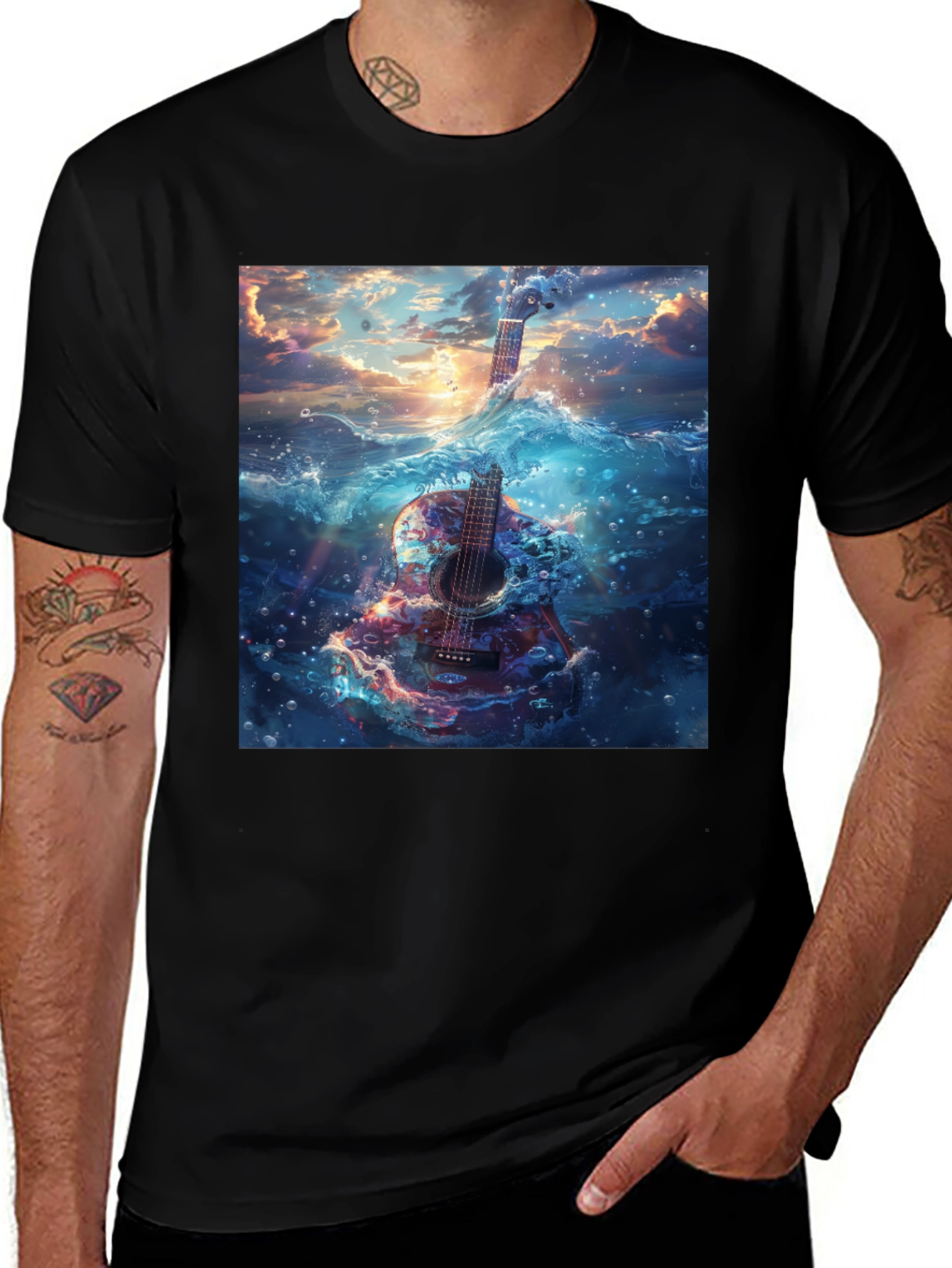 Variant 24 of Guitar in the Water T-Shirt