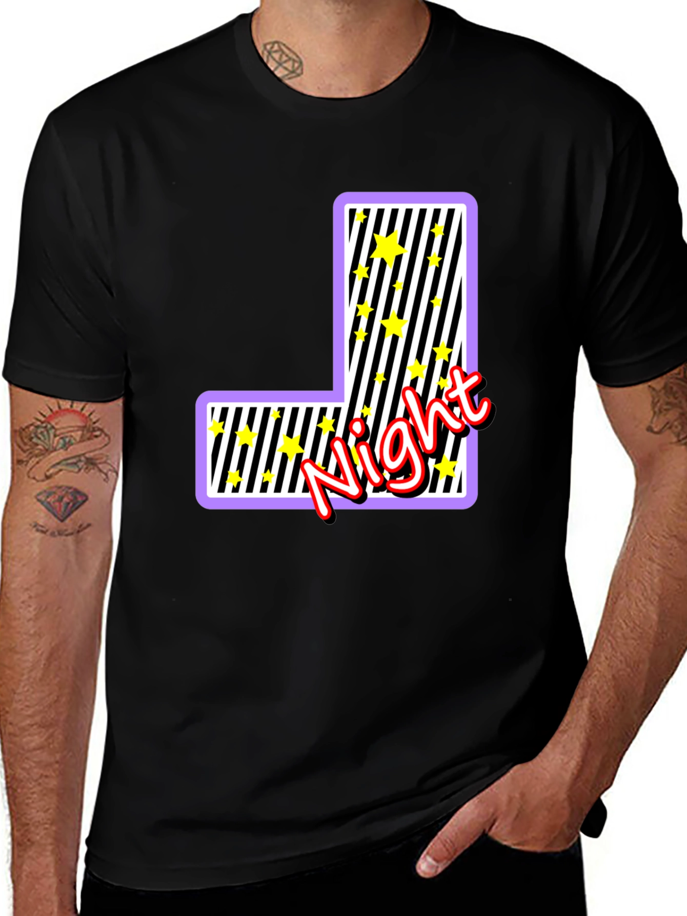 Variant 27 of Night Letter Graphic Black T-Shirt