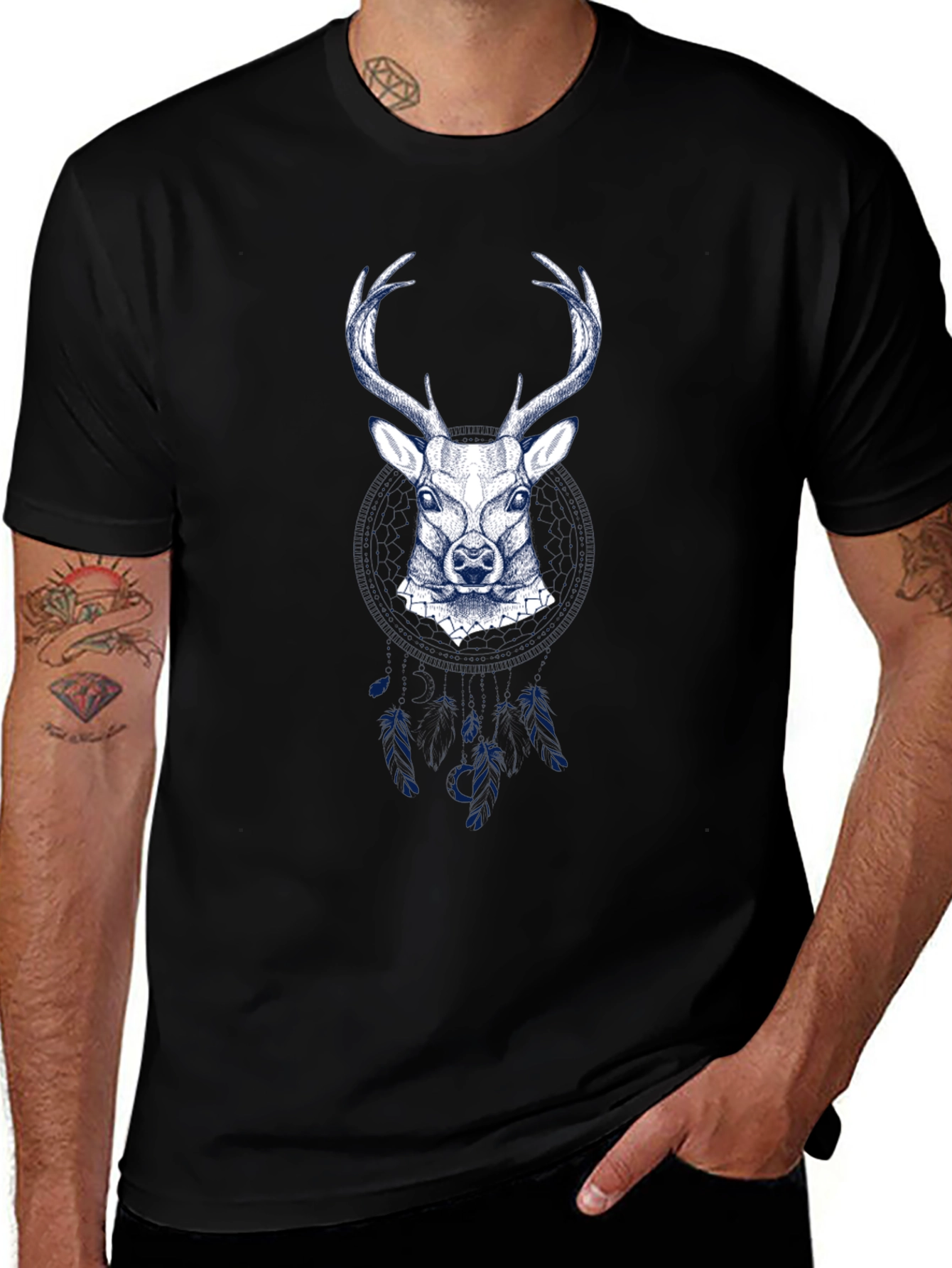 Variant 11 of Men's Deer Graphic Tee - Black