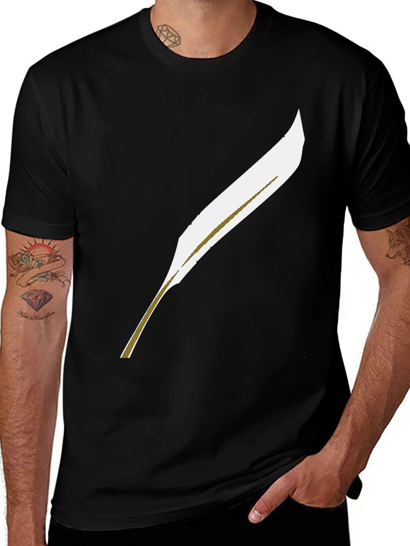 Variant 21 of Men's Feather Graphic Black T-Shirt