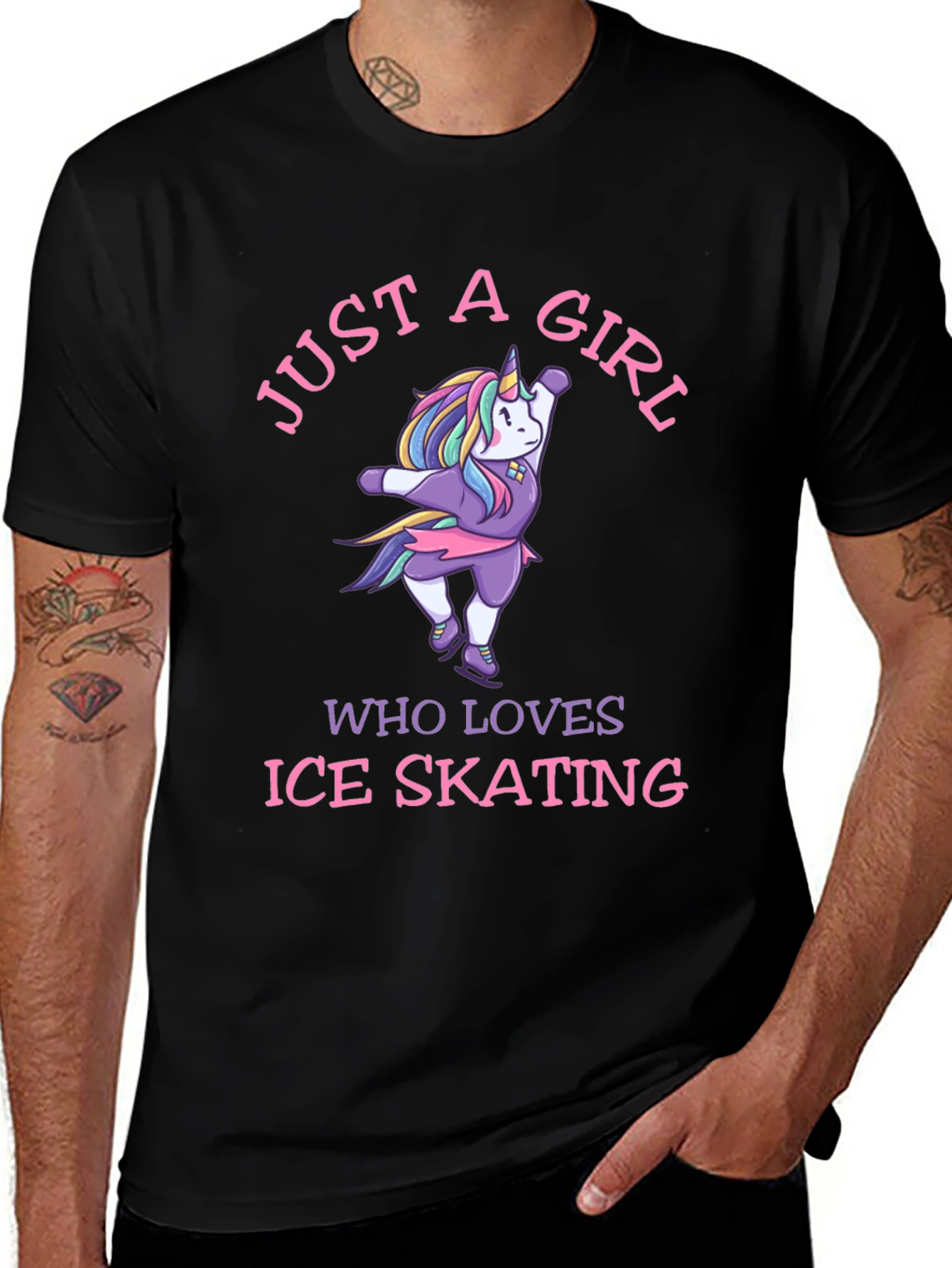Variant 15 of Just a Girl Who Loves Ice Skating Unicorn Graphic Tee