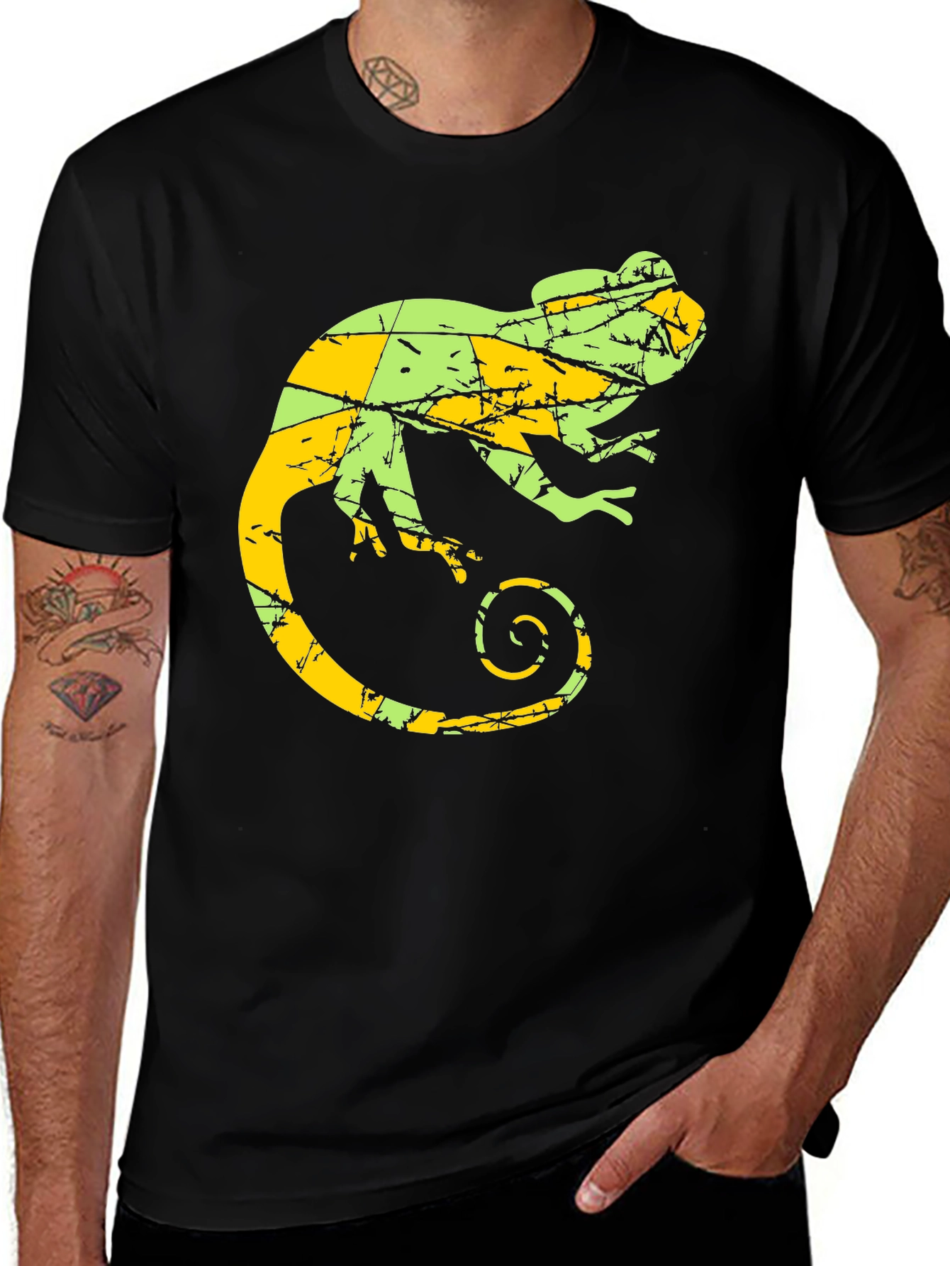 Variant 12 of Men's Chameleon Graphic Print Crew Neck T-Shirt