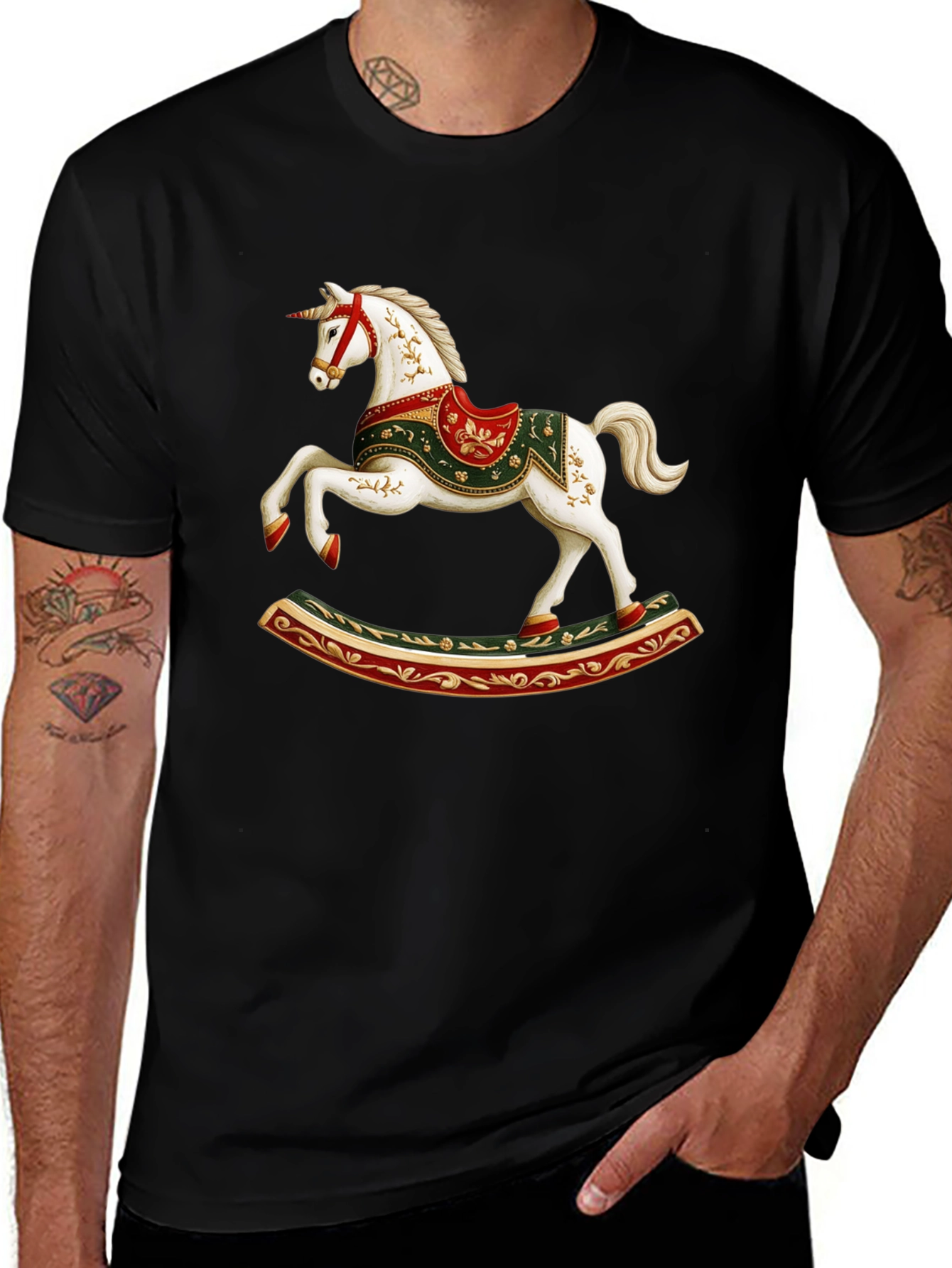 Variant 19 of Rocking Horse Graphic Tee - Vintage Style 