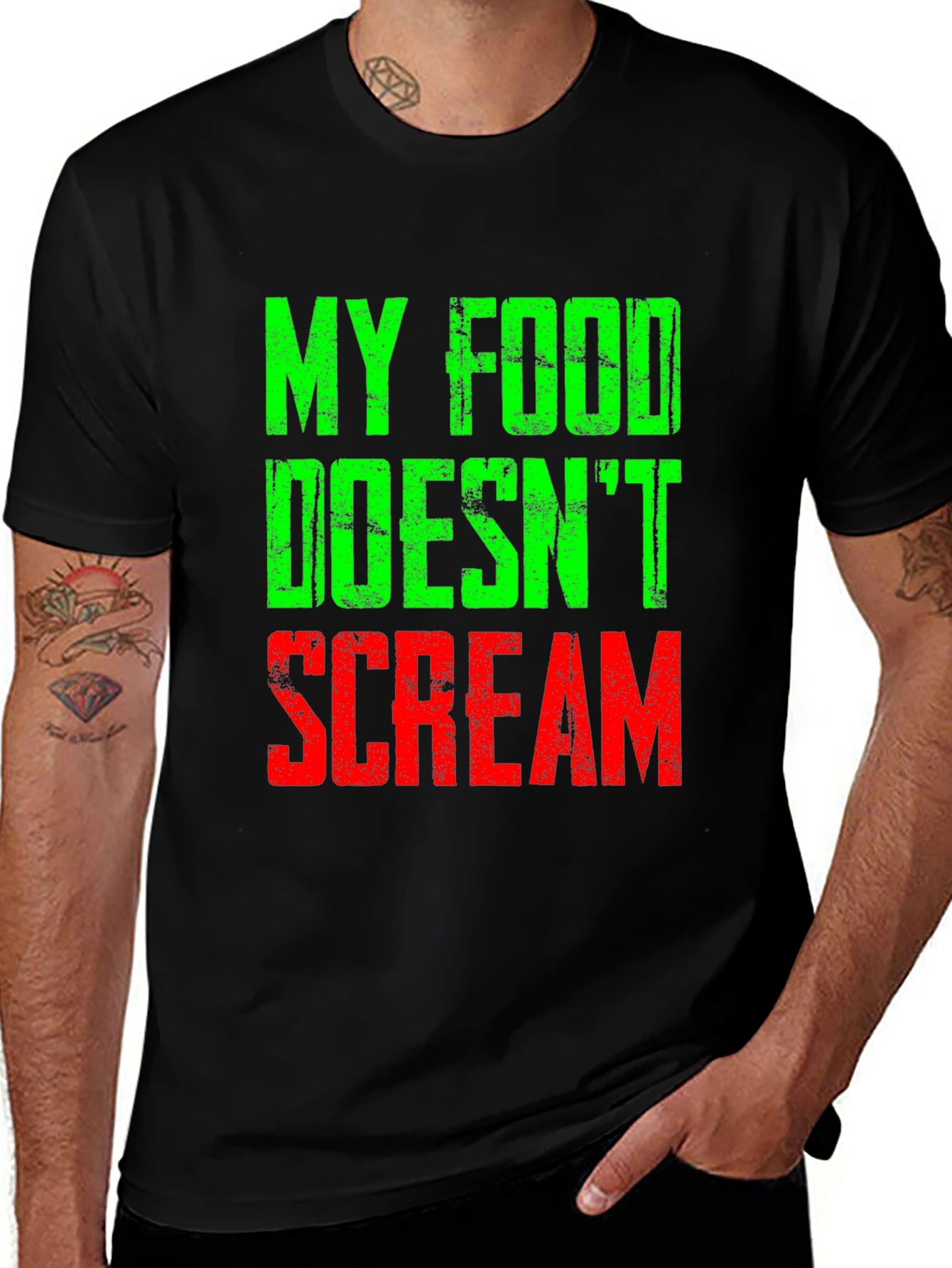 Variant 16 of My Food Doesn't Scream T-Shirt Vegan Vegetarian Tee