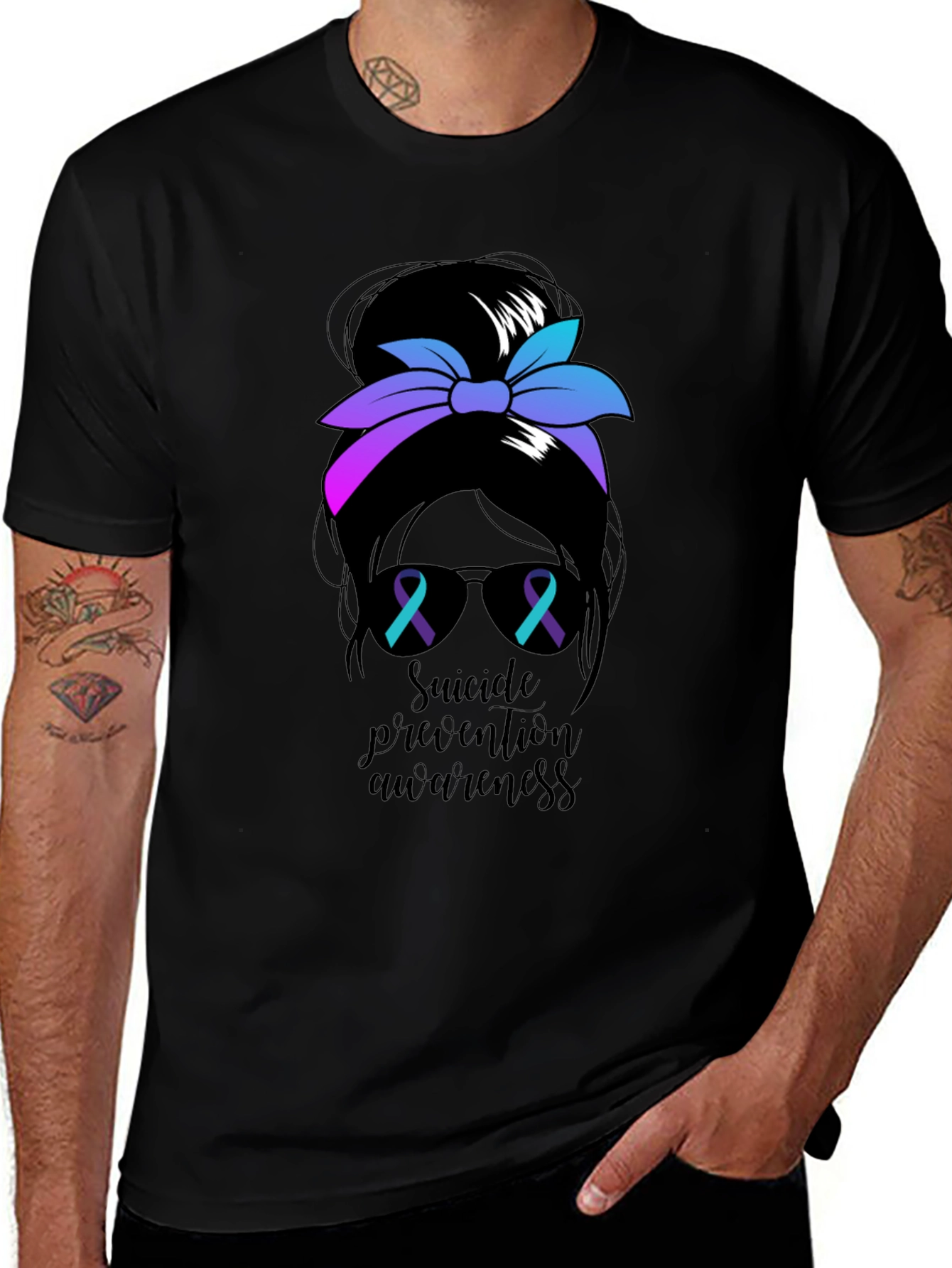 Variant 29 of Suicide Prevention Messy Bun T-Shirt