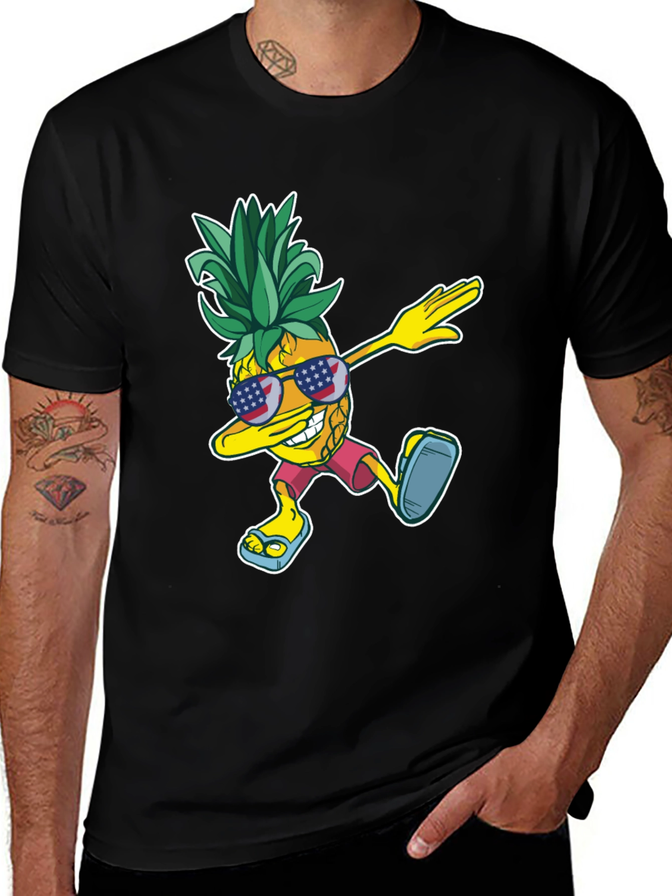 Variant 2 of Dabbing Pineapple Graphic Tee - Patriotic Summer Style