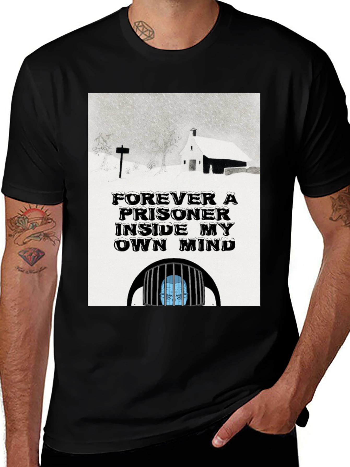 Variant 17 of Prisoner of My Own Mind Black Graphic T-Shirt