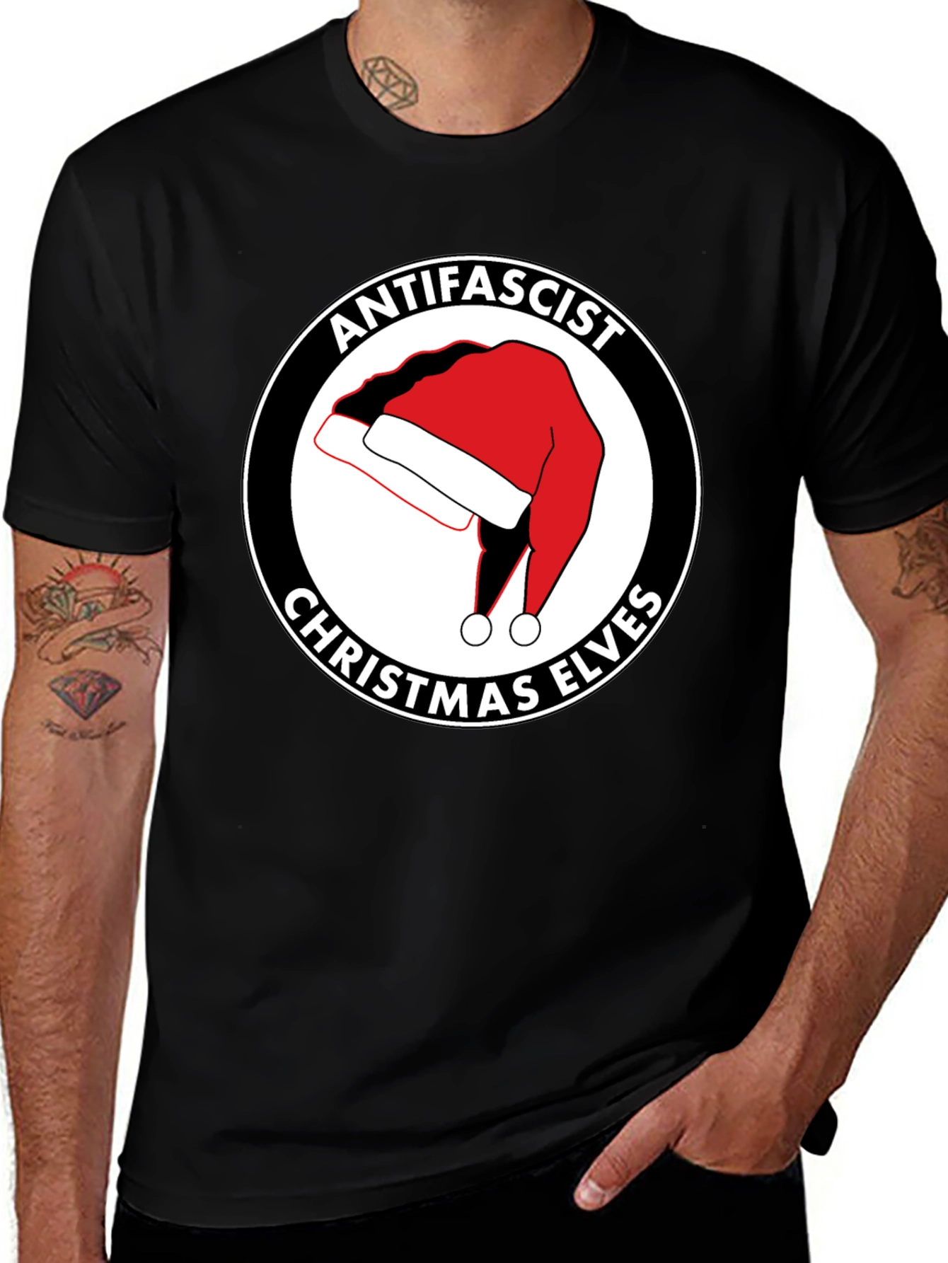Antifascist Christmas Elves Graphic T-Shirt