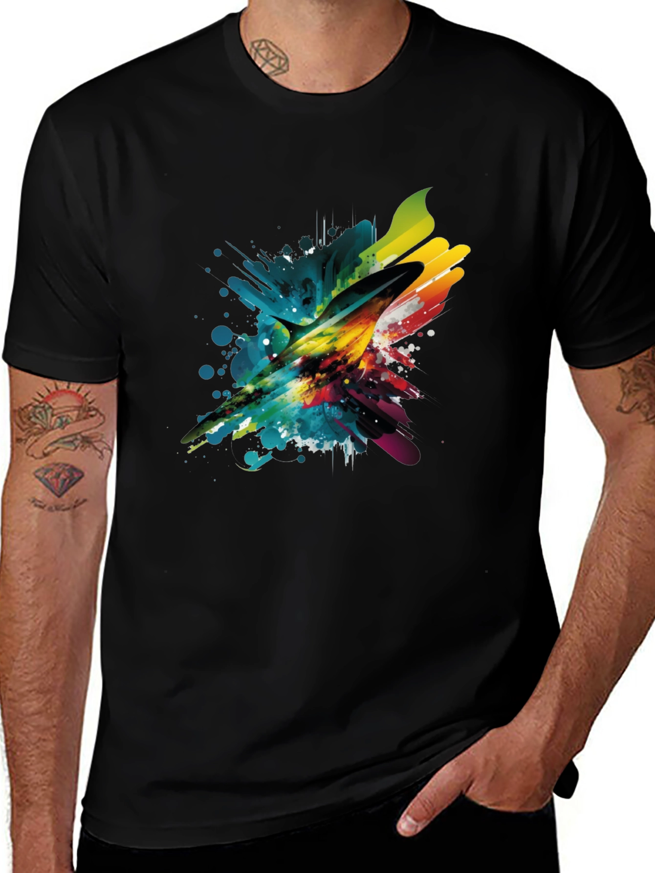 Variant 22 of Abstract Marlin Men's Black T-Shirt
