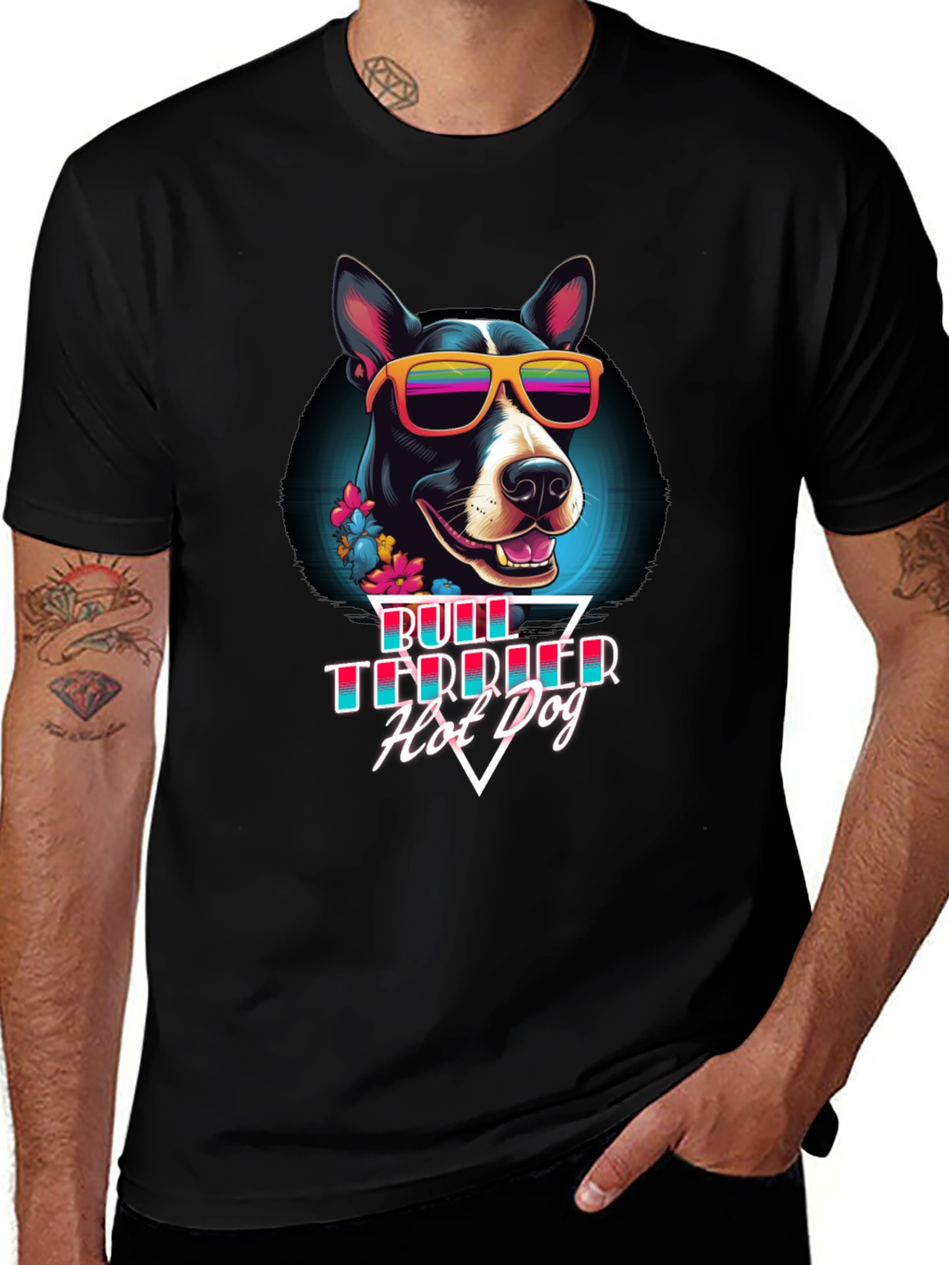 Variant 7 of Cool Dog T-Shirt - Bull Terrier Hot Dog Design