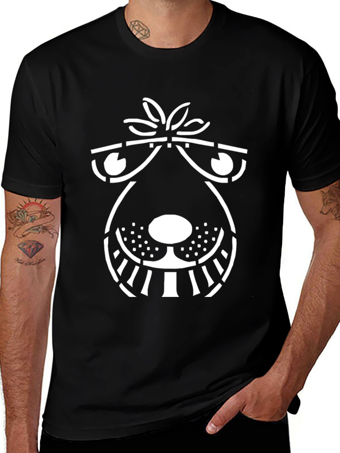 Variant 24 of Funny Dog Graphic Tee - Black Cotton Blend