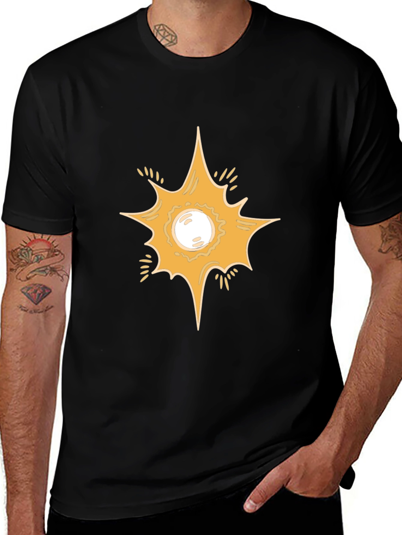 Starburst Graphic Print Black T-Shirt
