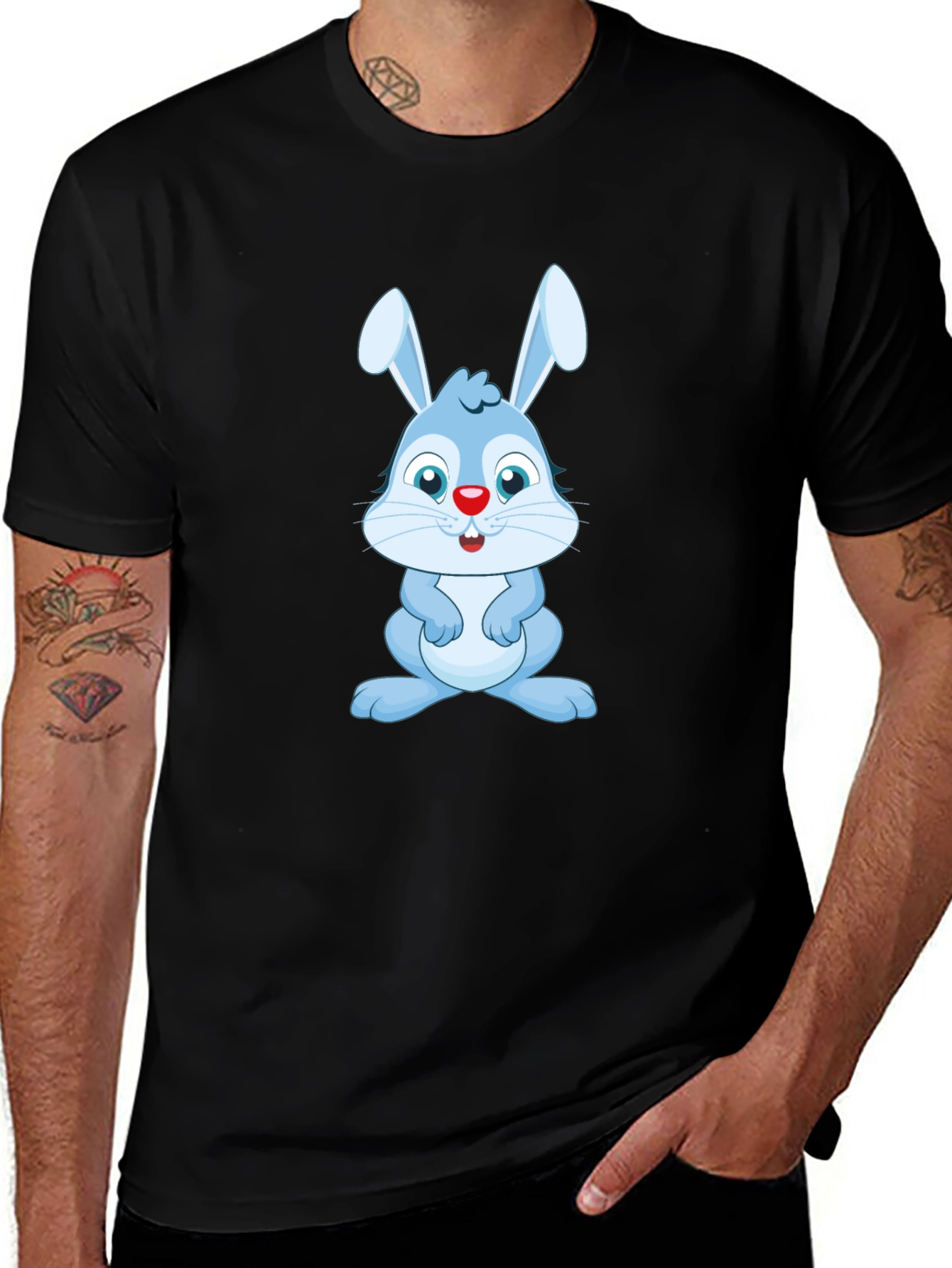 Variant 15 of Cute Blue Bunny Graphic Tee - Soft Cotton Blend