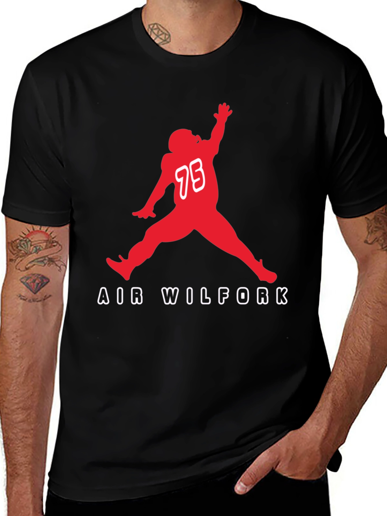 Variant 28 of Air Wilfork Black Cotton Graphic Tee