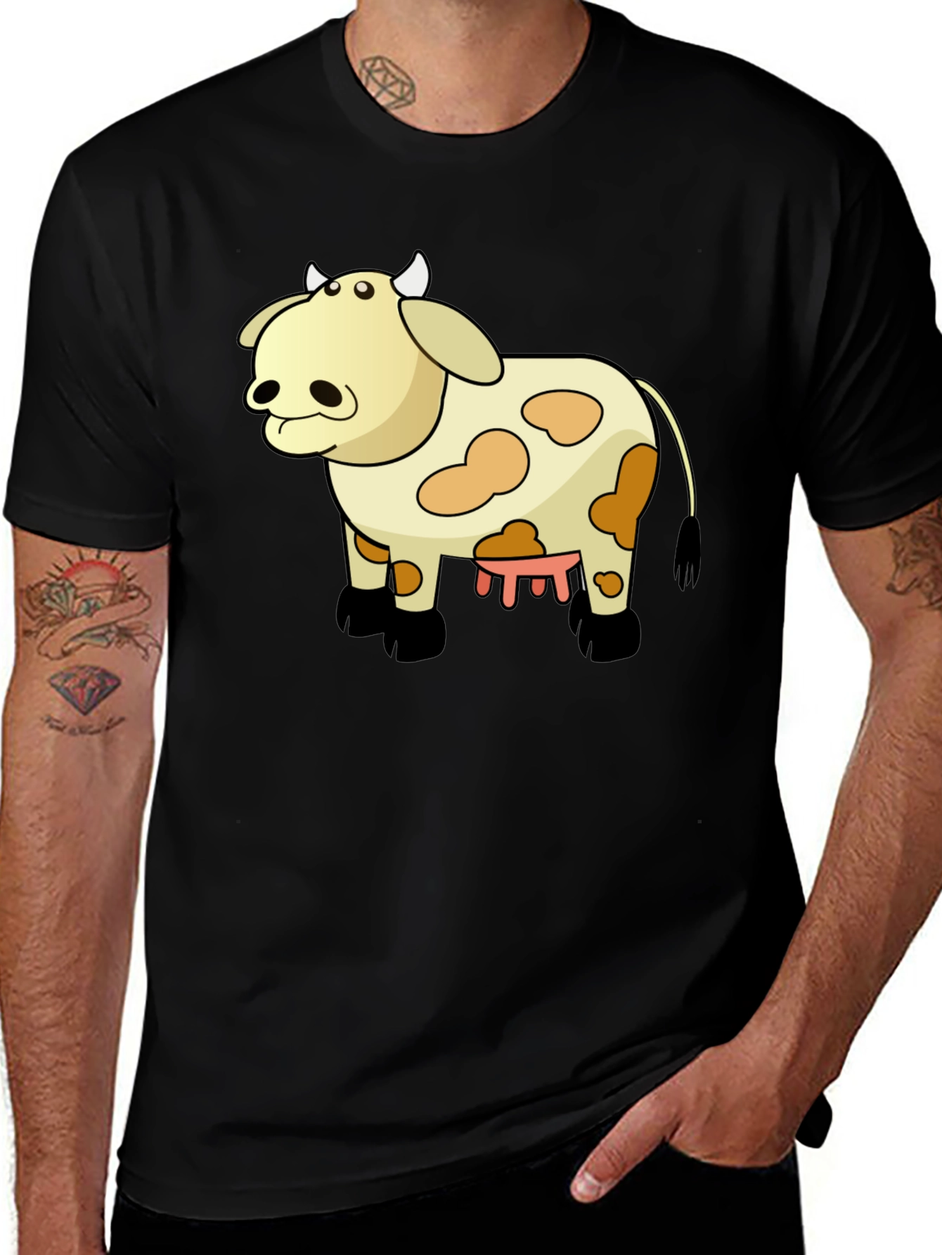 Variant 9 of Funny Cow Cartoon Black T-Shirt