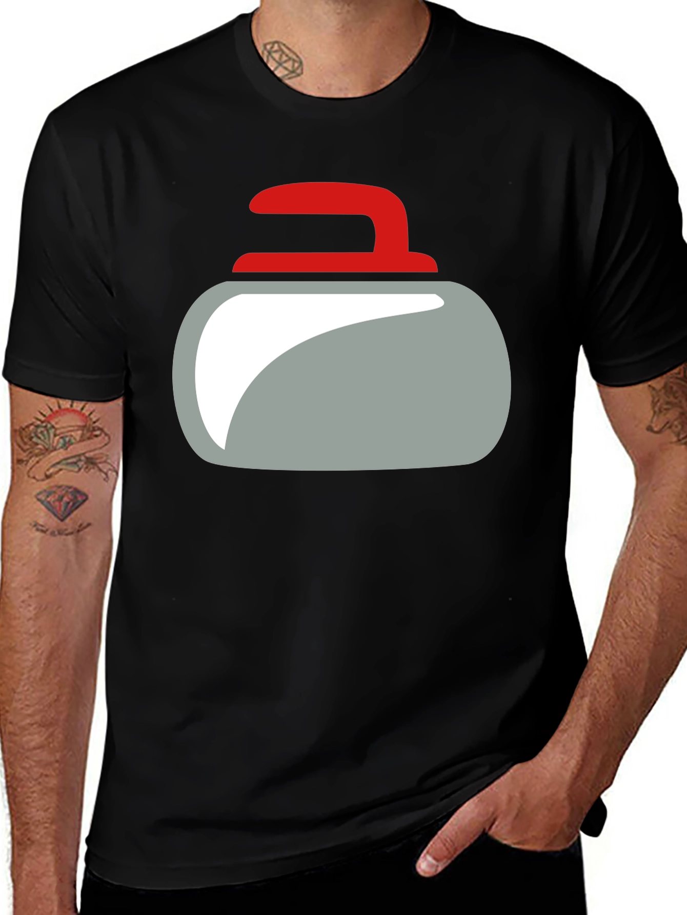 Variant 29 of Curling Rock Graphic Tee - Unique Design, Soft Cotton