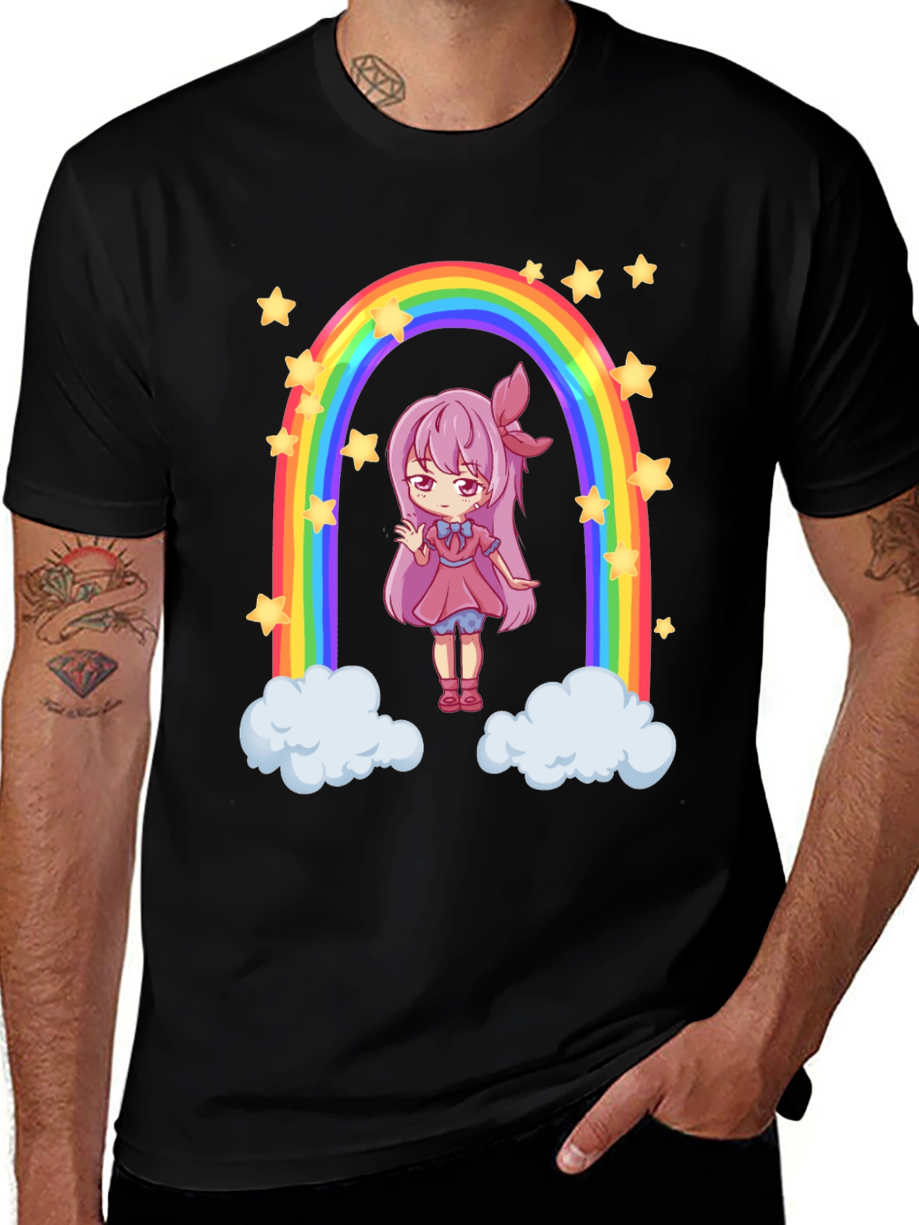 Variant 27 of Rainbow Anime Girl Star T-Shirt
