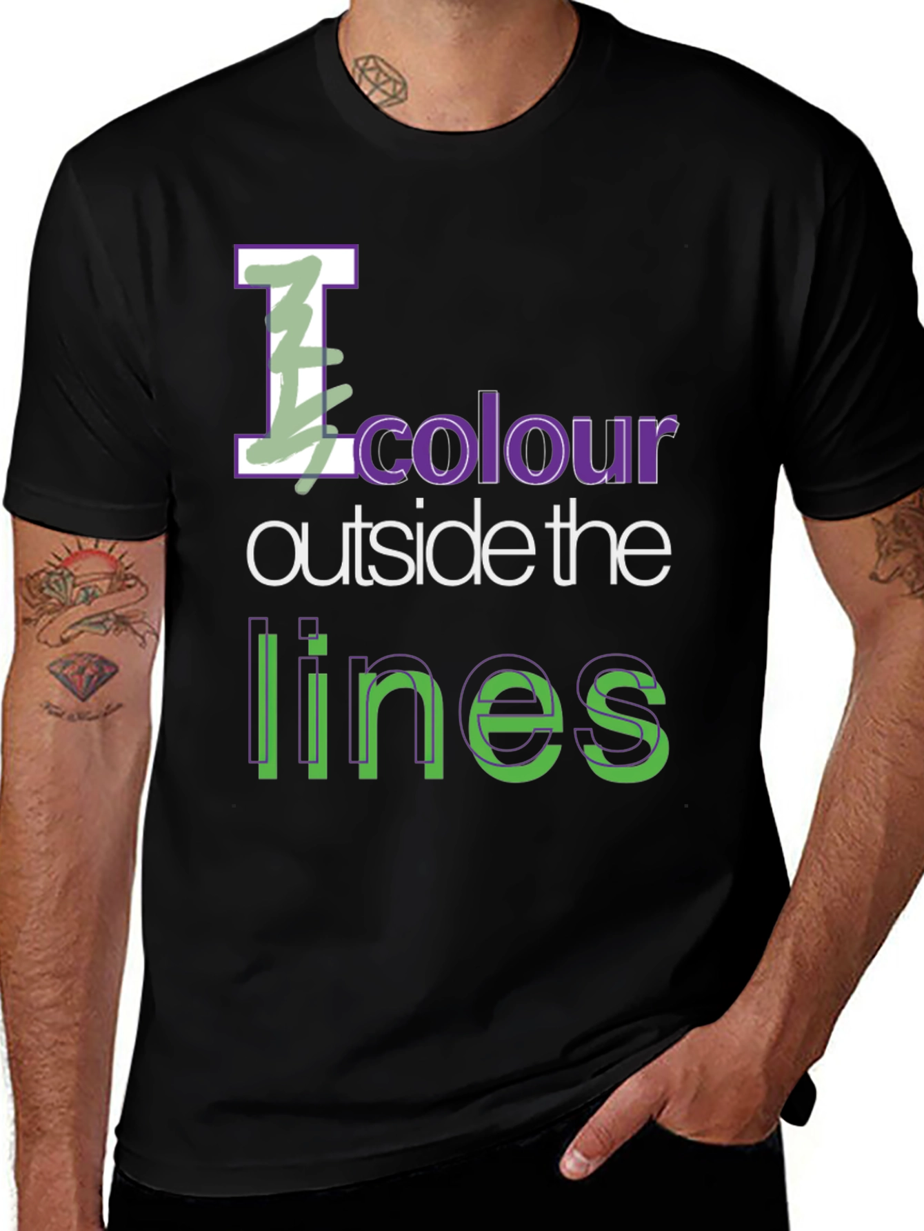 Black I Colour Outside the Lines Graphic Tee main image
