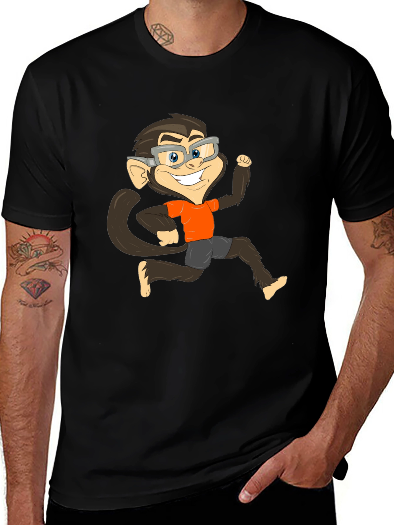 Black Monkey Cartoon Graphic T-Shirt main image