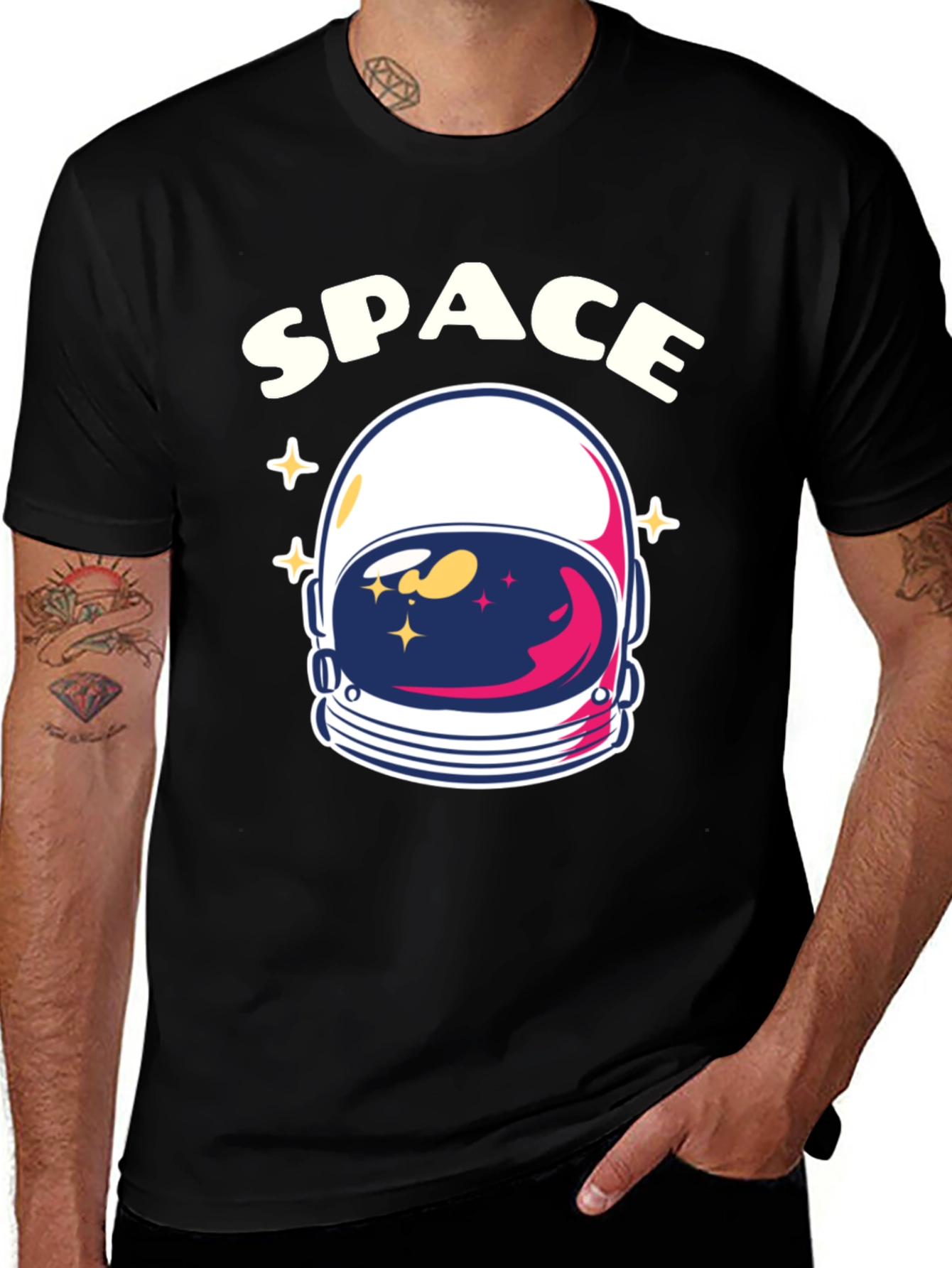 Space Helmet Graphic Tee - Black