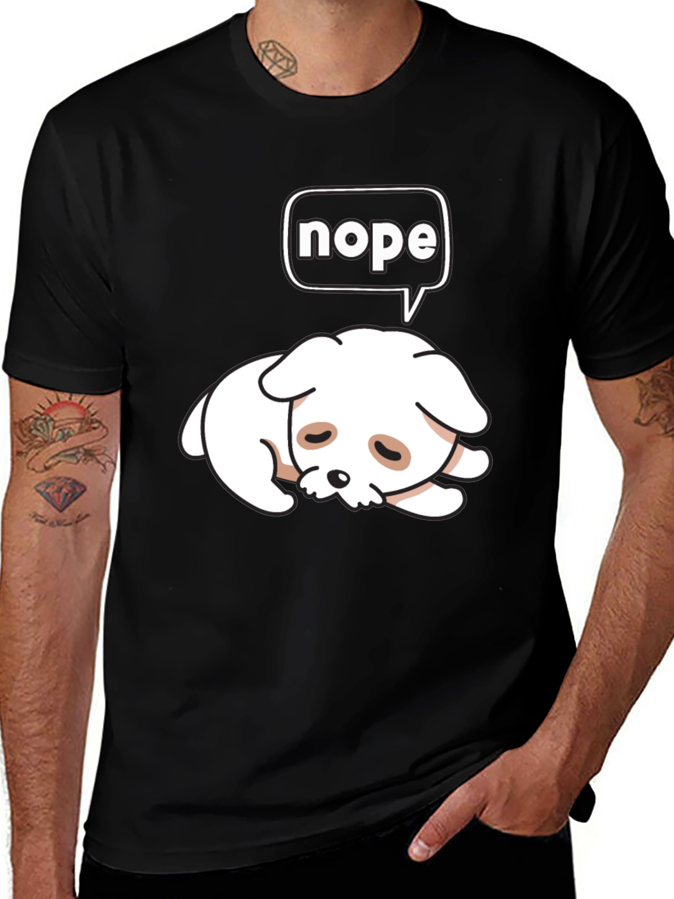 Variant 19 of Nope Dog Graphic Tee - Cute & Comfy Black T-Shirt