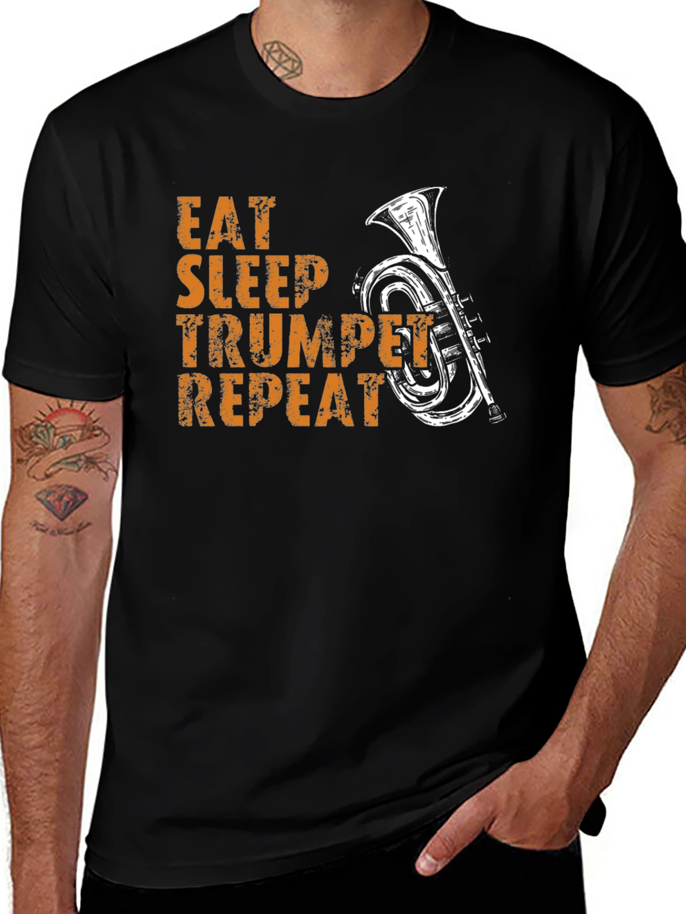 Variant 21 of Eat Sleep Trumpet Repeat Black T-Shirt