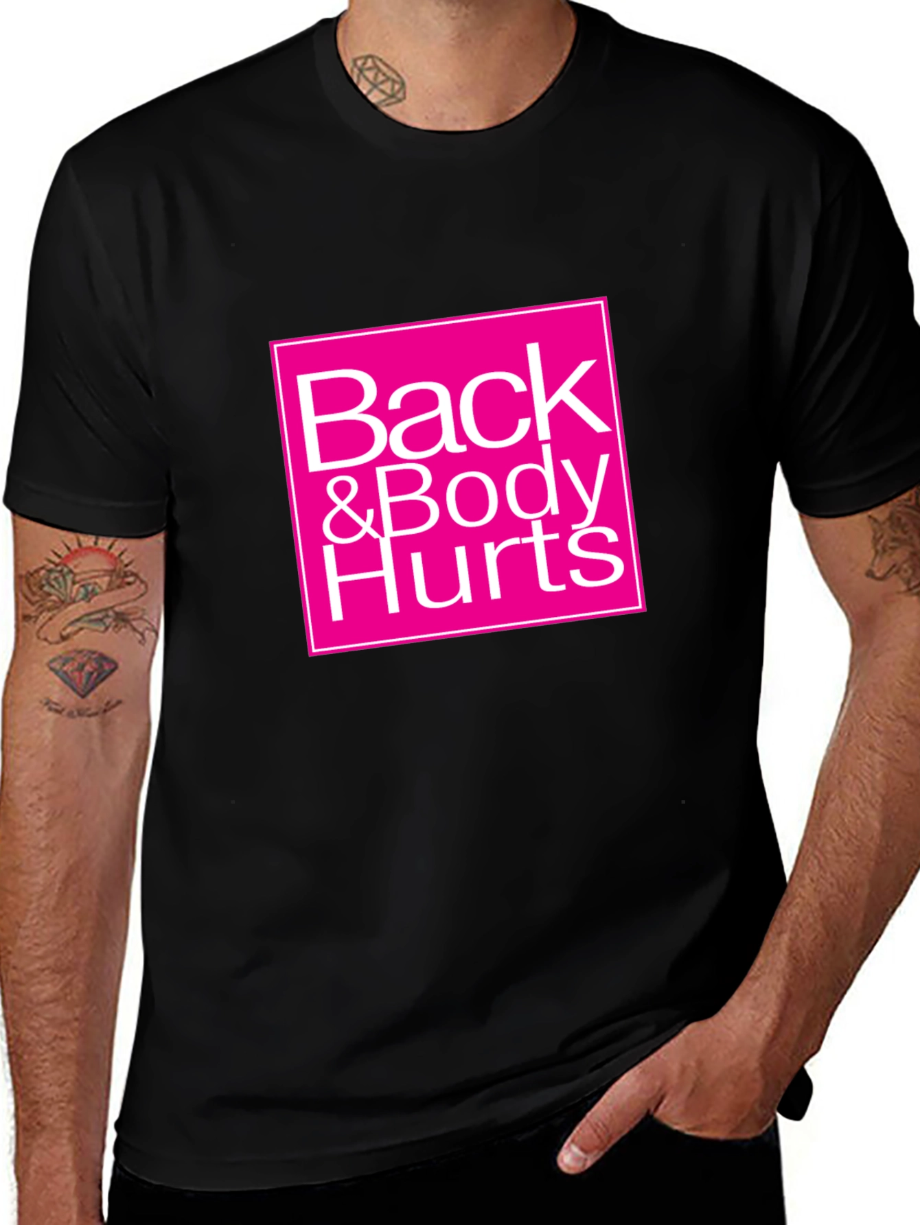 Variant 9 of Back & Body Hurts Graphic Tee - Black