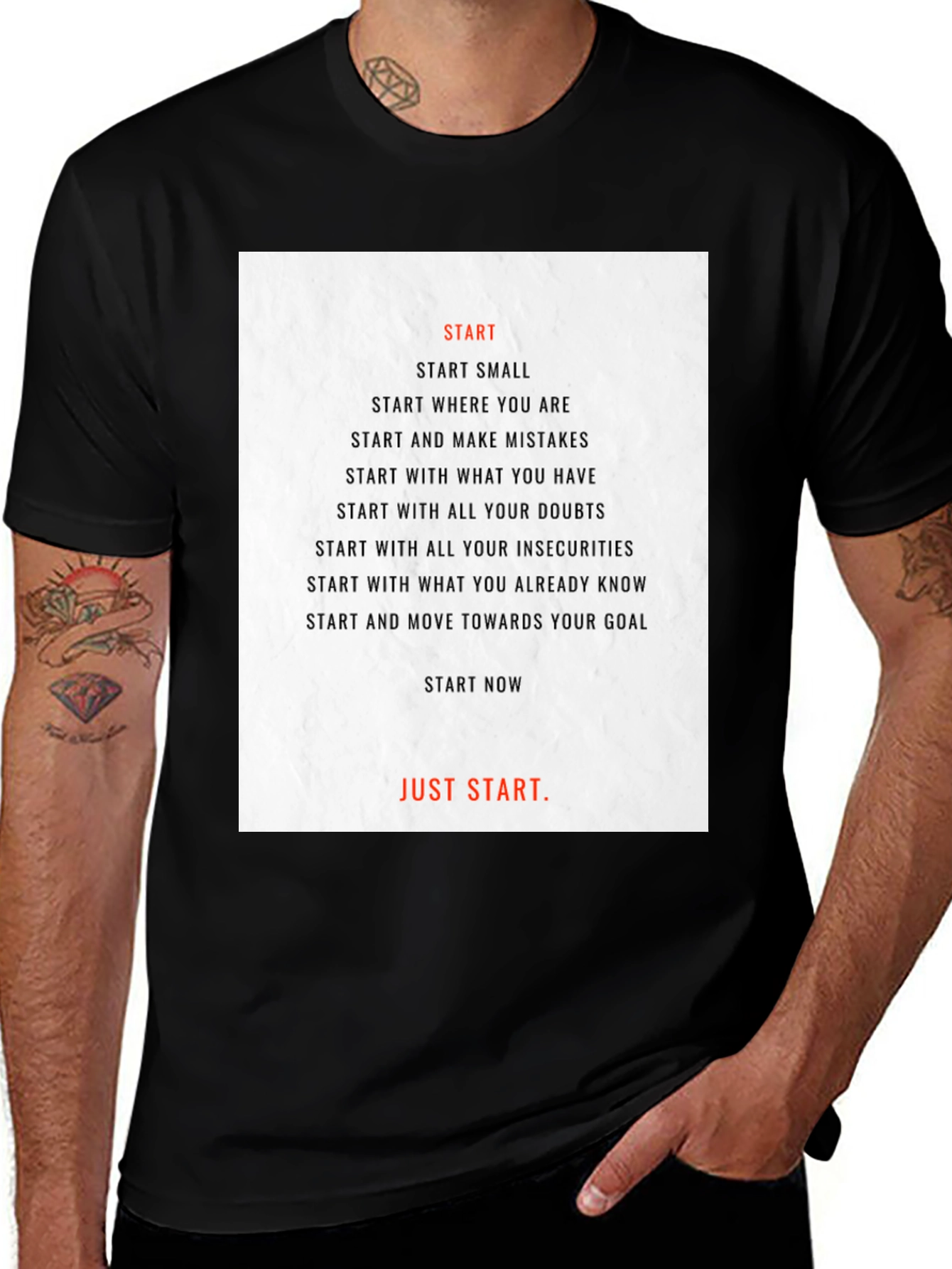 Variant 5 of Motivational 'Start' Graphic T-Shirt - Black