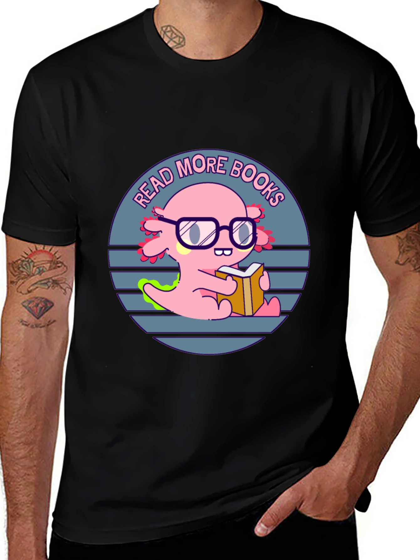 Variant 8 of Read More Books T-Shirt - Axolotl with Glasses