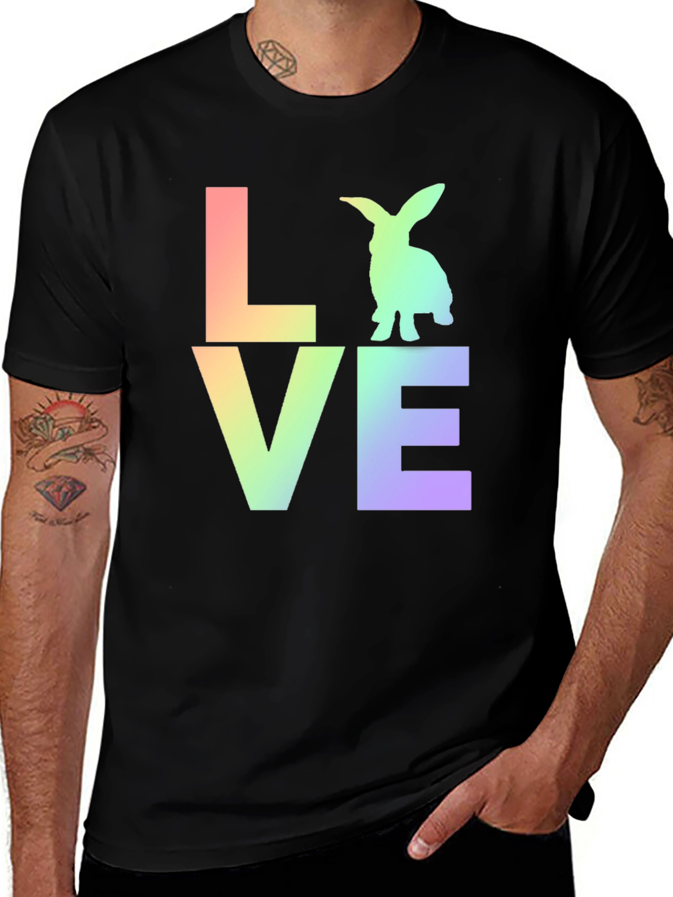 Variant 12 of Love Bunny Rainbow Graphic Tee Shirt