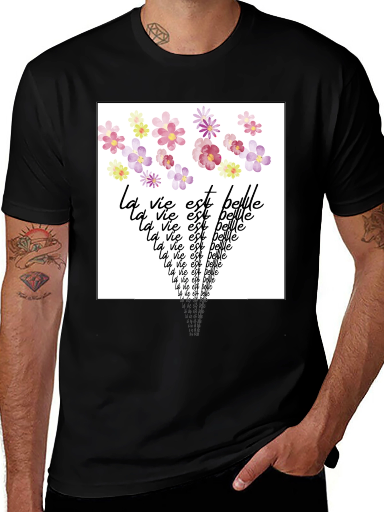 Variant 7 of La Vie Est Belle Floral T-Shirt - Black