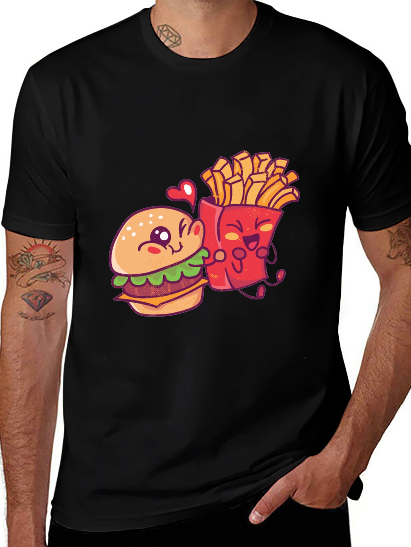 Variant 15 of Burger and Fries Cartoon Graphic T-Shirt