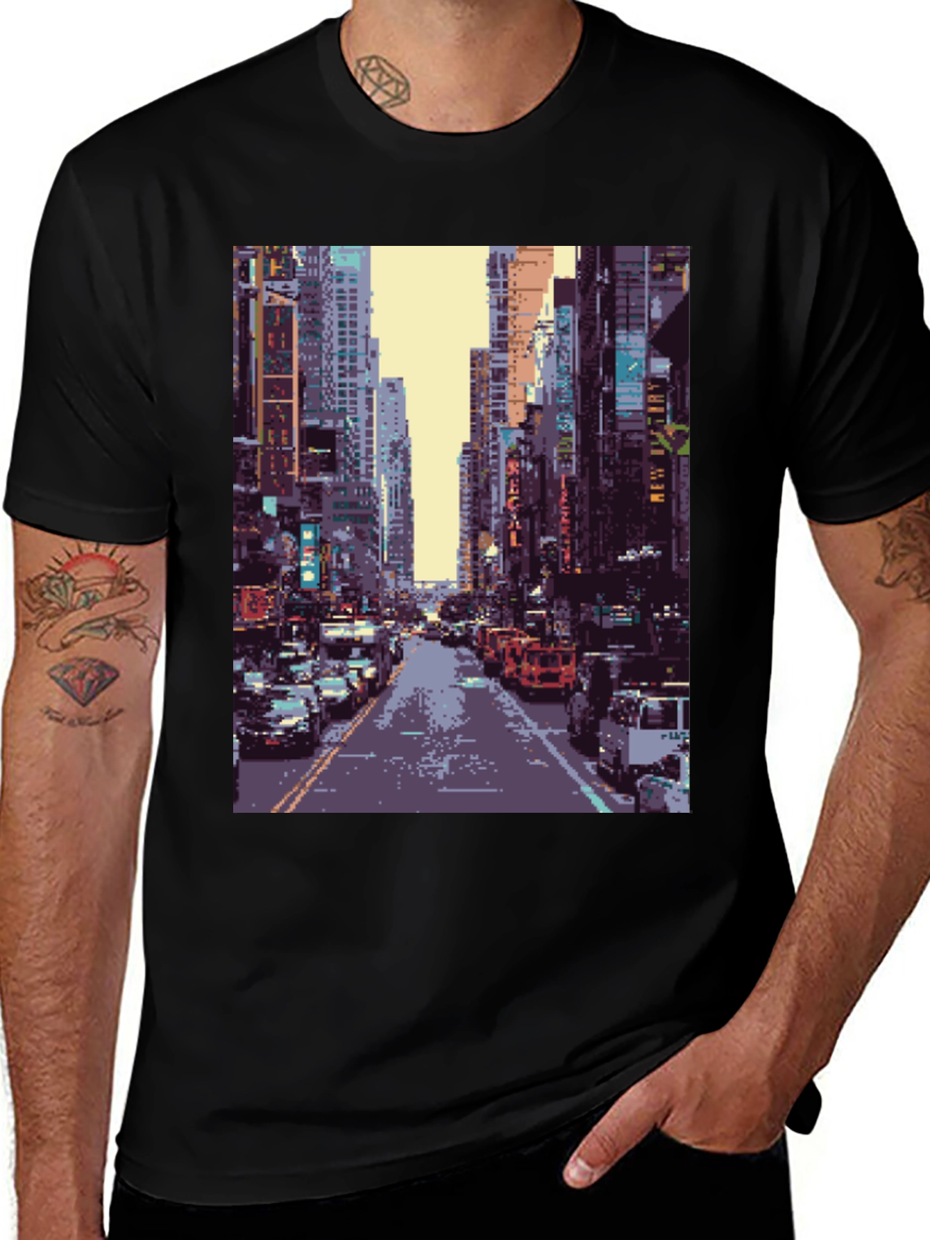 Variant 16 of Pixel Cityscape T-Shirt