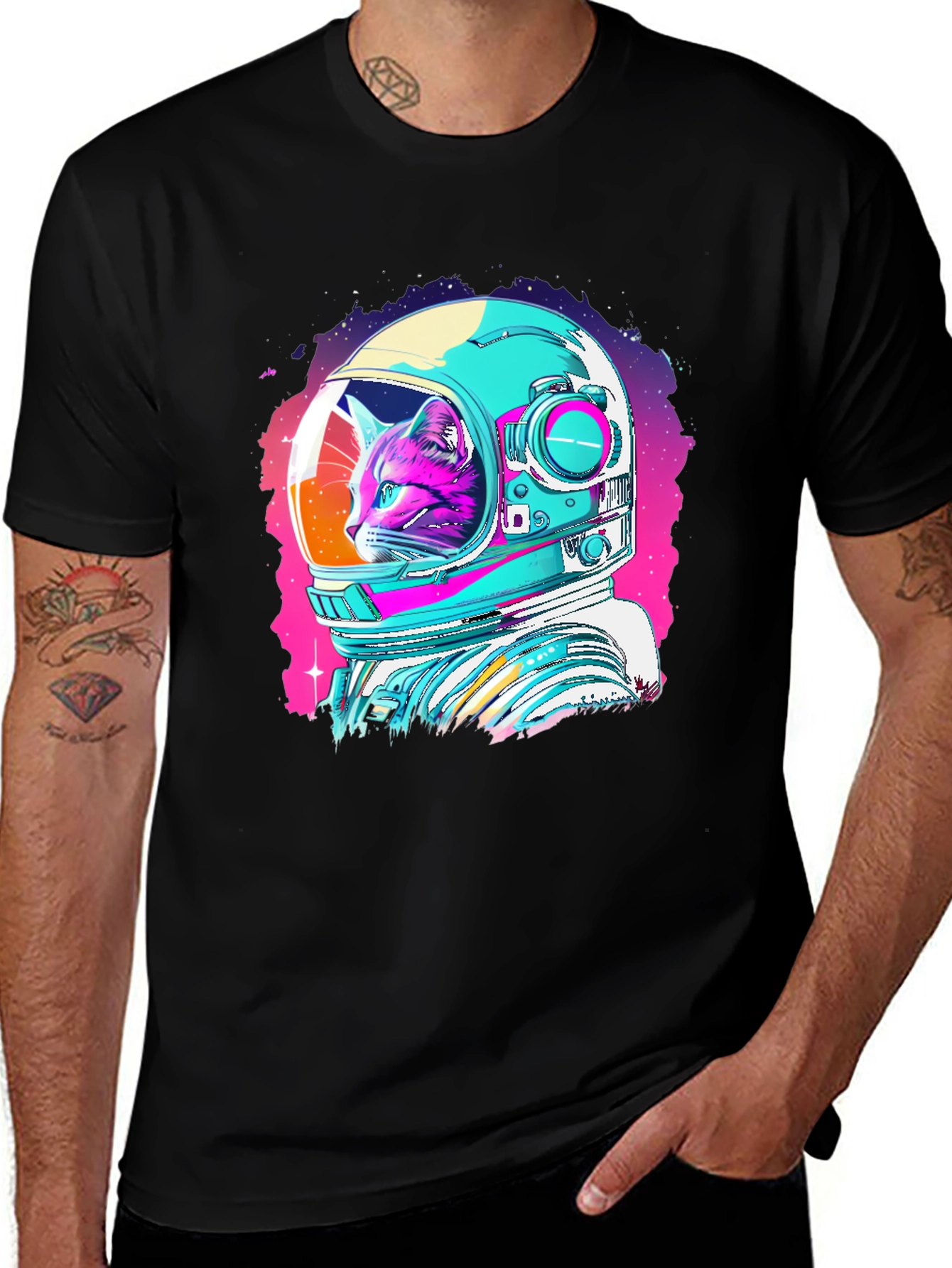 Variant 22 of Cosmic Cat Astronaut T-Shirt - Space Kitten Tee