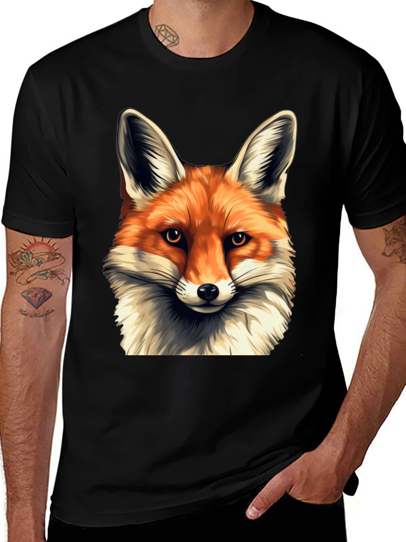 Variant 24 of Fox Head Graphic T-Shirt - Soft Cotton Blend Tee