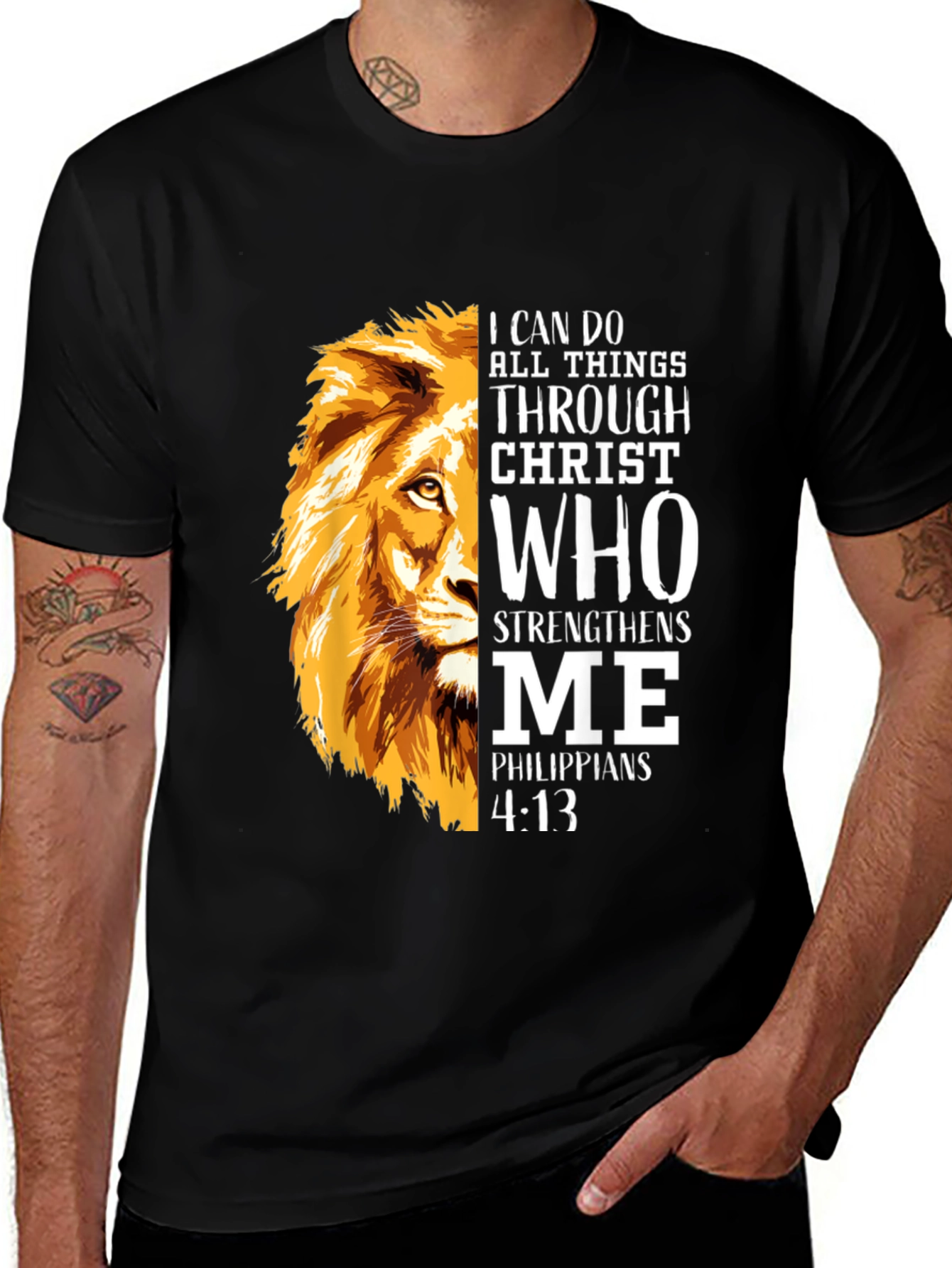 Lion & Scripture Graphic Tee - I Can Do All Things