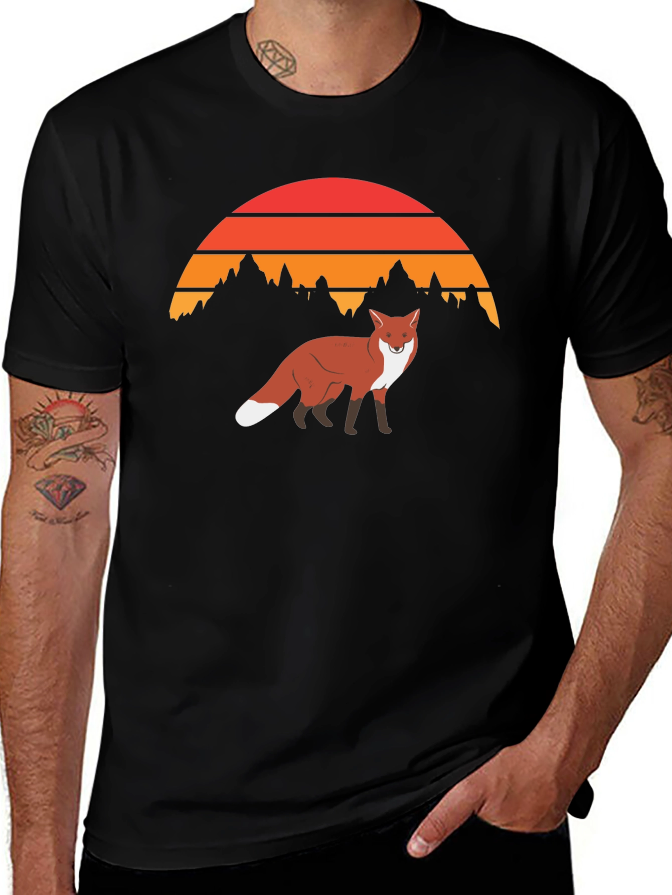 Variant 2 of Fox Sunset Graphic T-Shirt - Nature Lover Tee